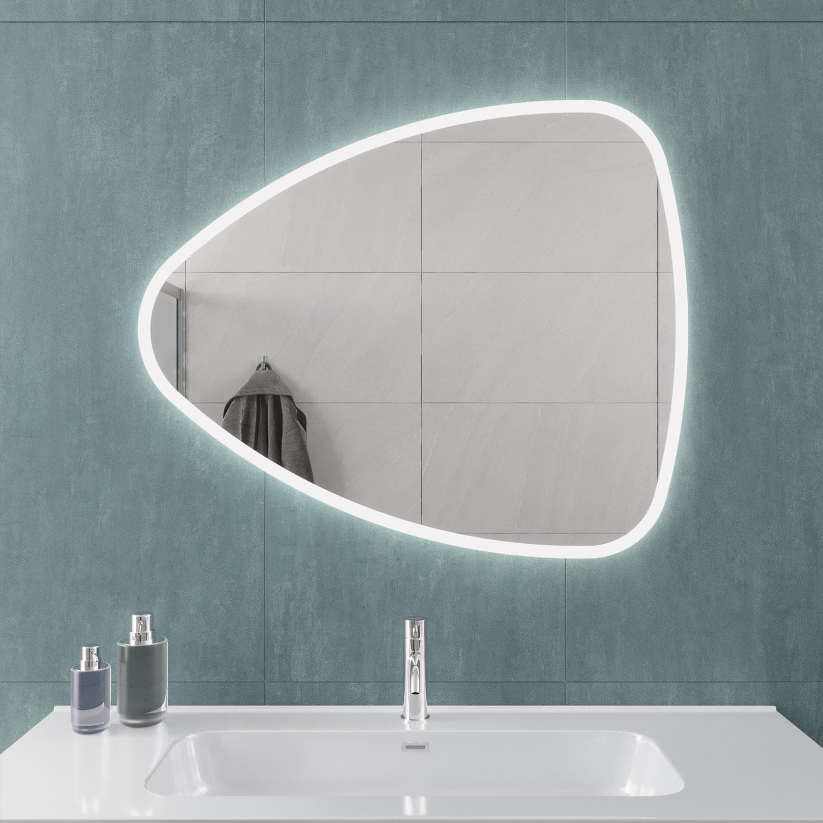 Specchio led 90x75 cm luce fredda forma a goccia - Rain