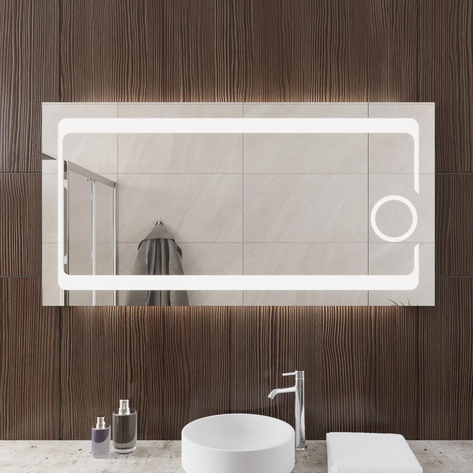 Specchio led 135x70 cm con ingranditore e interruttore - Lendi