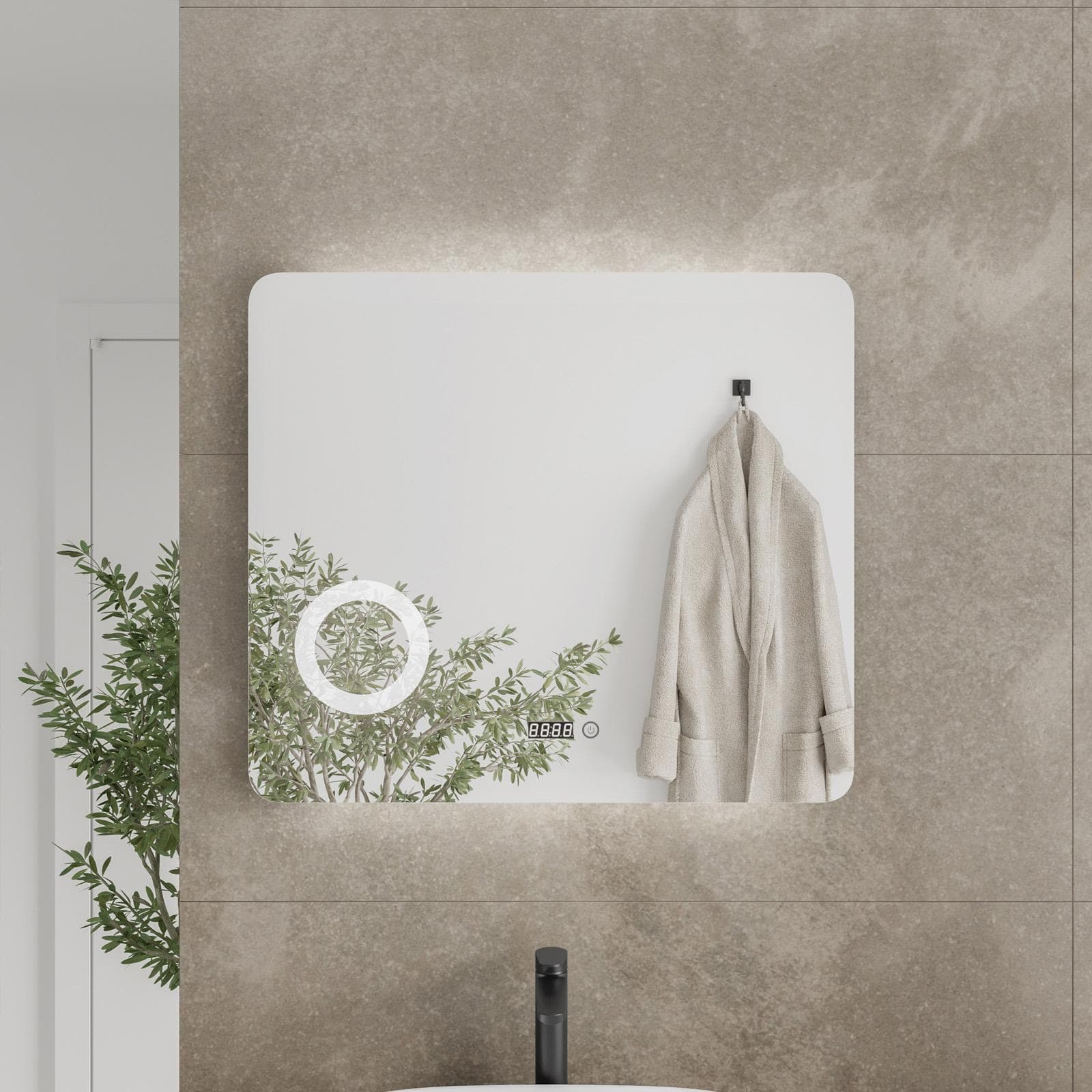 Specchio led 80x70 cm luce fredda con ingranditore e accensione touch - Gilli