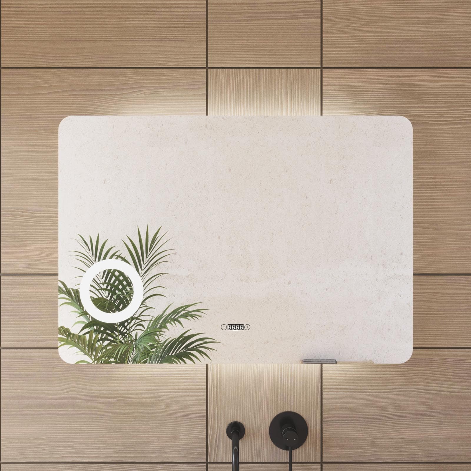 Specchio led 100x70 cm con ingranditore orologio e accensione touch - Roxy