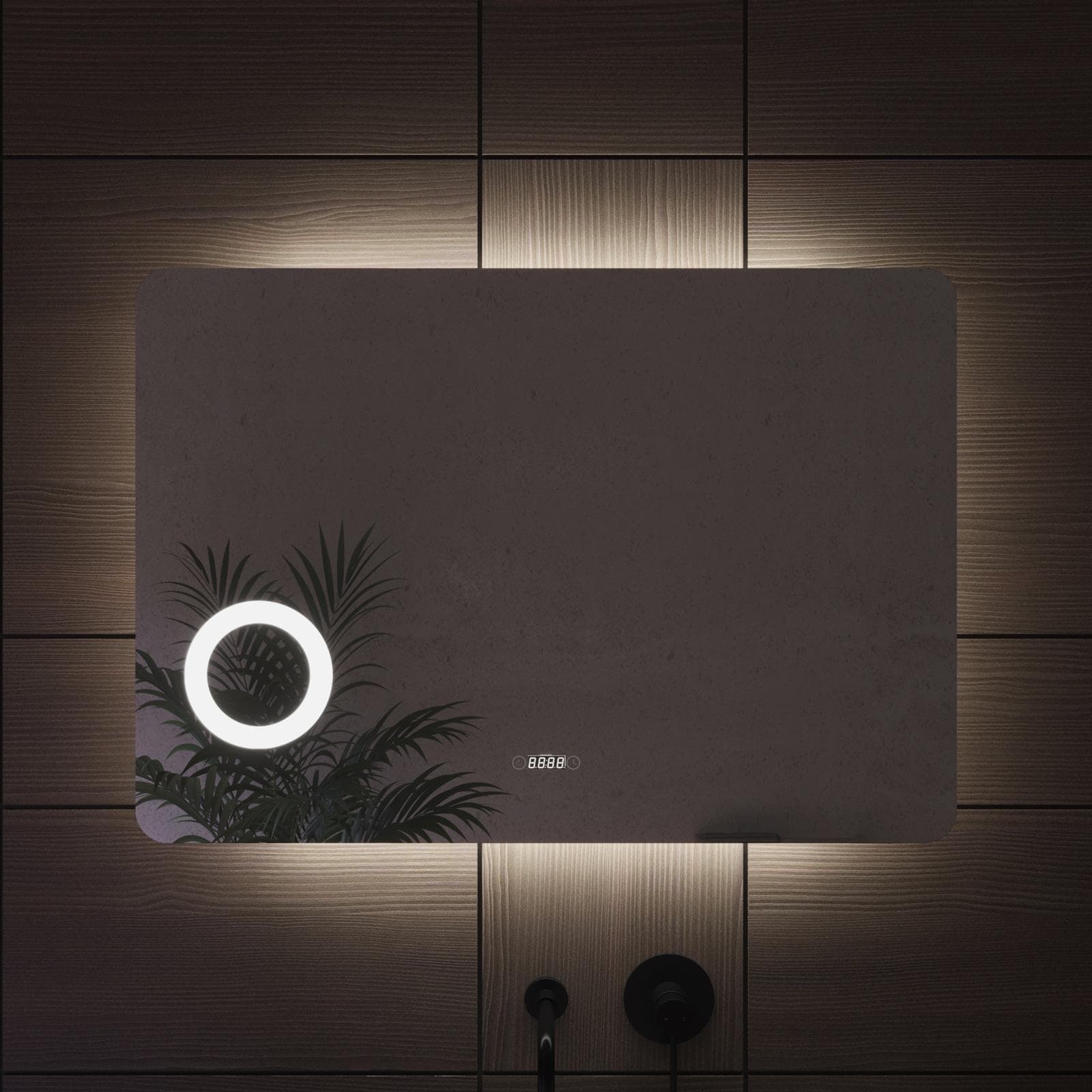 Specchio led 100x70 cm con ingranditore orologio e accensione touch - Roxy