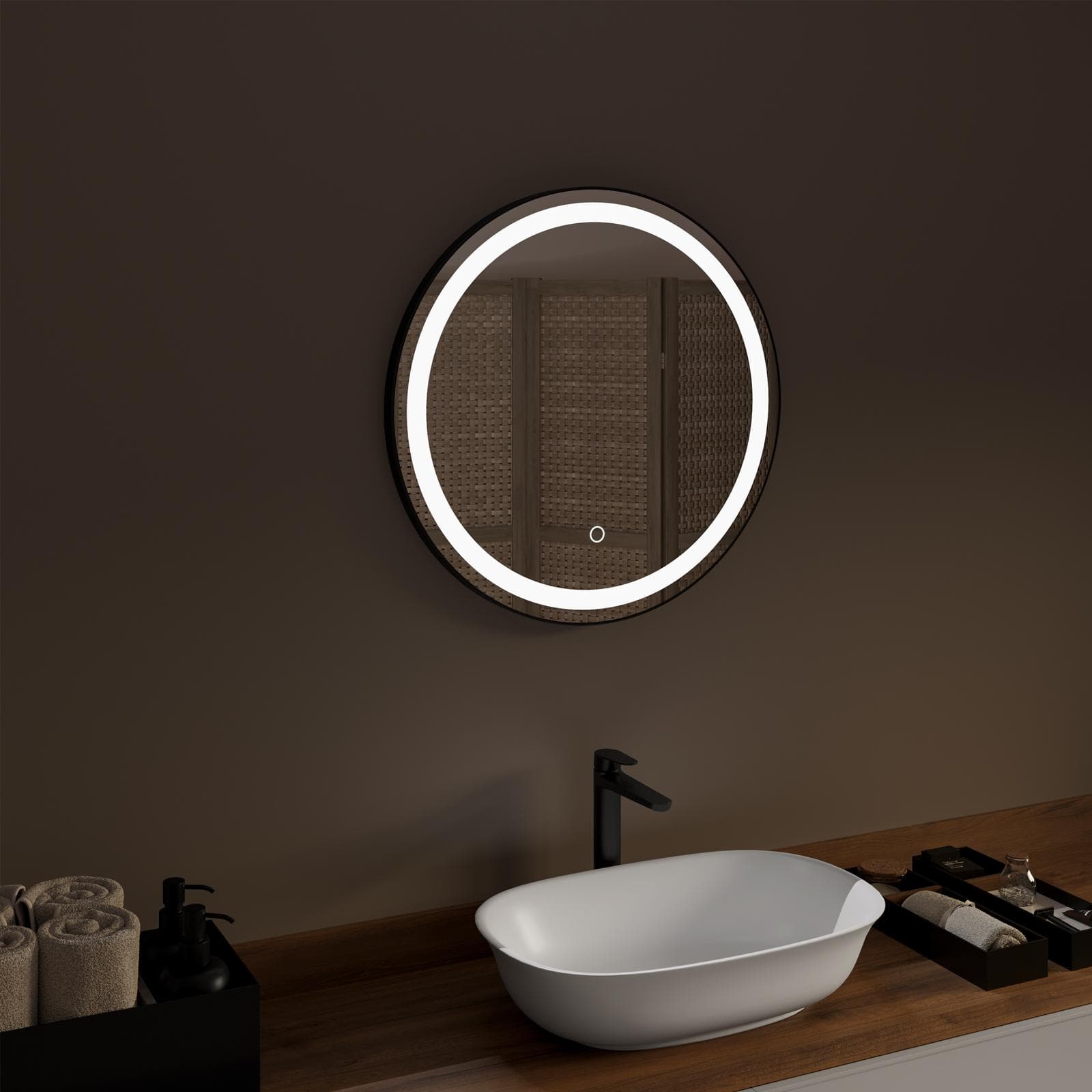 Specchio LED rotondo 68 cm luce fredda e sensore touch - Marsala
