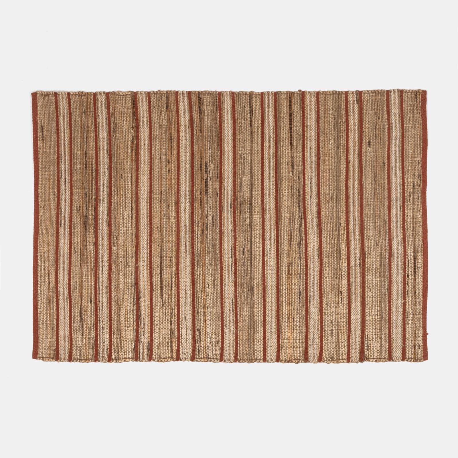 Tappeto 170x120 cm in cotone e juta naturale a righe color mattone