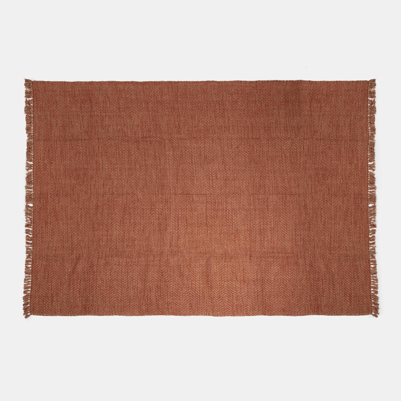 Tappeto 200x300 cm in cotone terracotta con frange