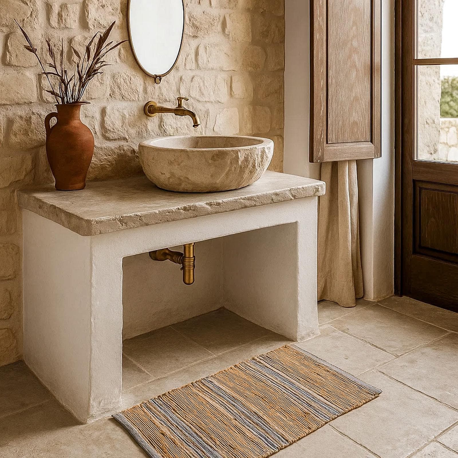 Tappeto 60x90 cm in cotone e juta naturale grigio intrecciato
