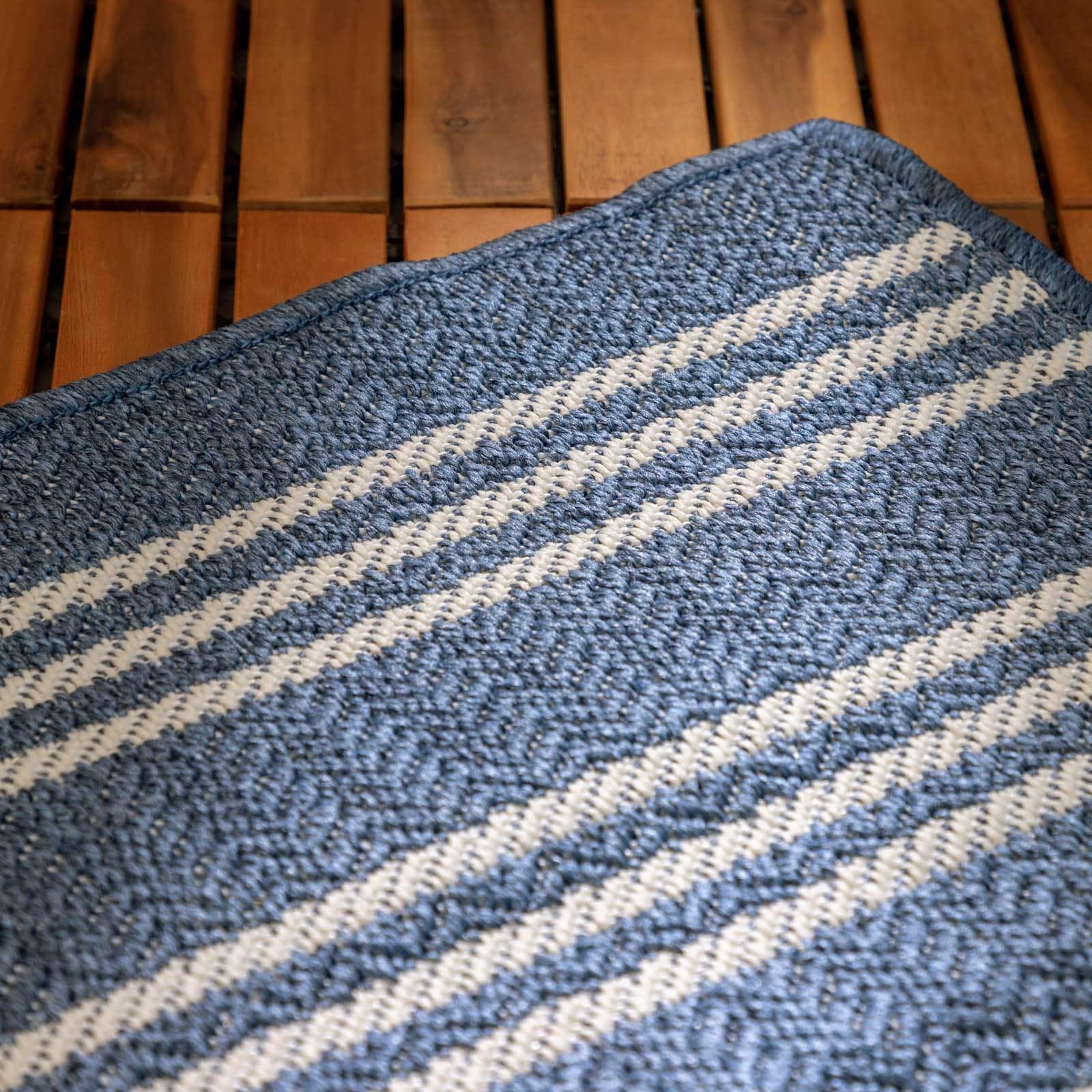 Tappeto da esterno 300x200 cm con fantasia blu e bianca