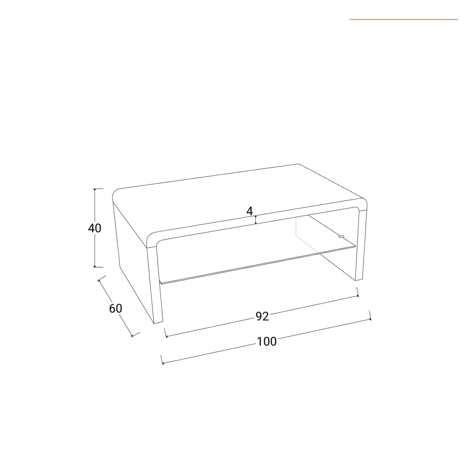 Tavolino 100x40h cm effetto rovere con ripiano in vetro - Bush