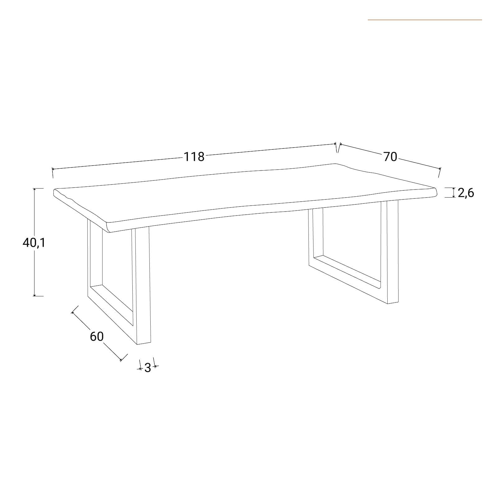 Tavolino 118x70 cm in legno di acacia con gambe nere - Freia Acacia