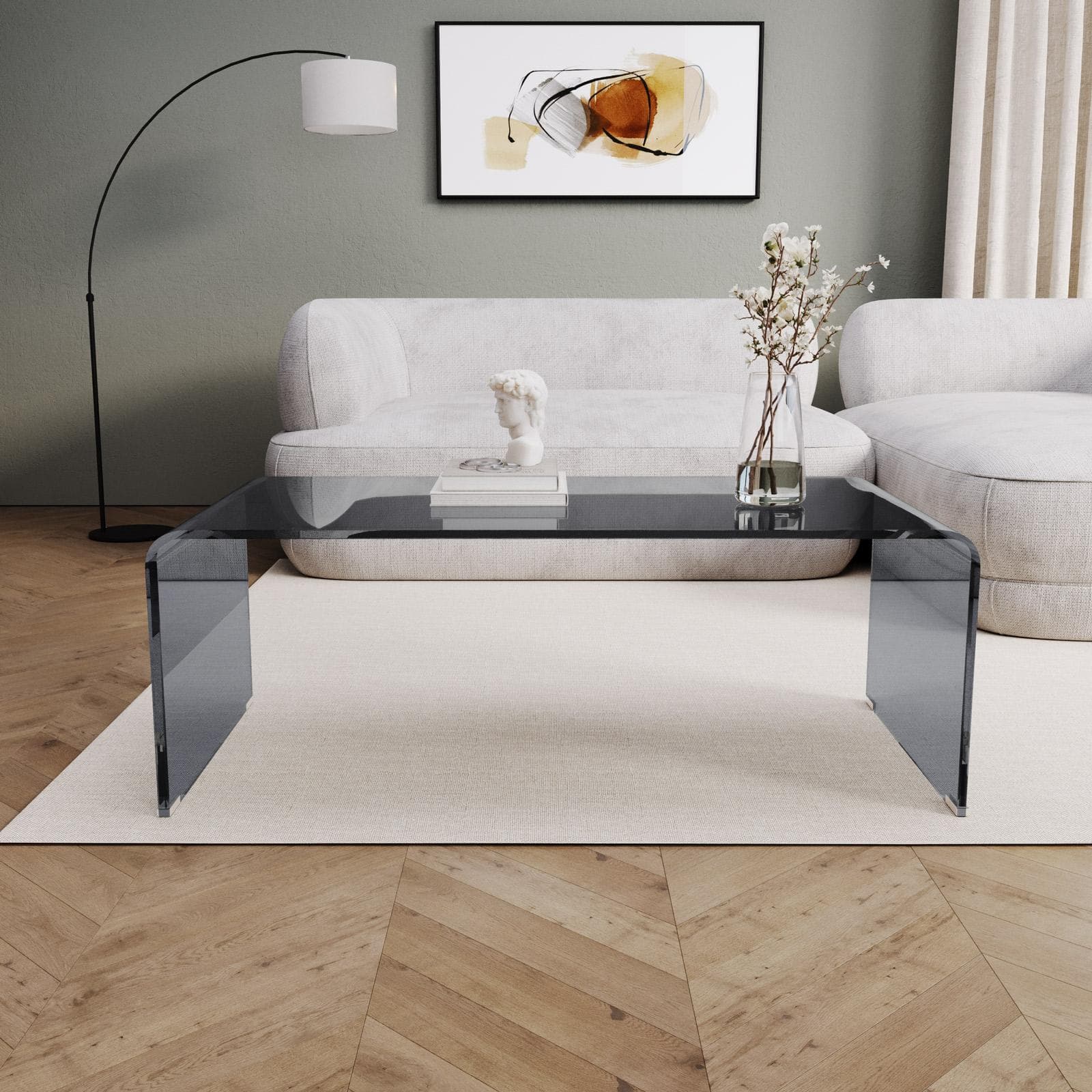 Tavolino 120x60 cm in vetro fumè - City