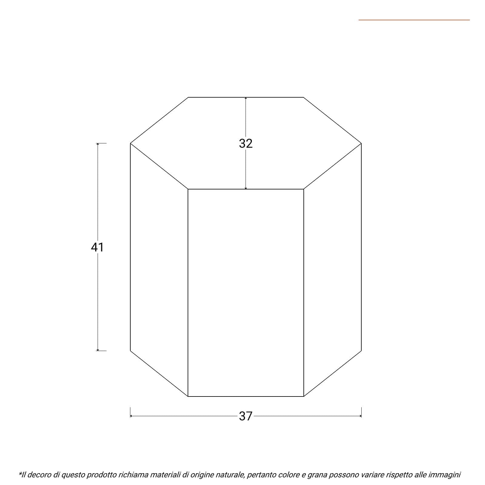 Tavolino 37x32 cm esagonale in ossido di magnesio bianco - Kiro
