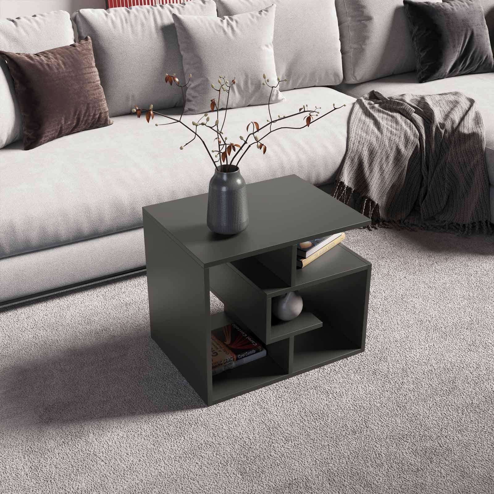 Tavolino 54x40 cm antracite con vani - Kantiko