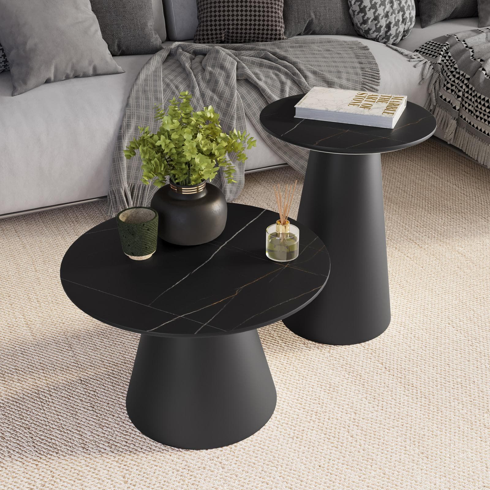 Tavolino rotondo 60 cm in legno nero - Gourmel