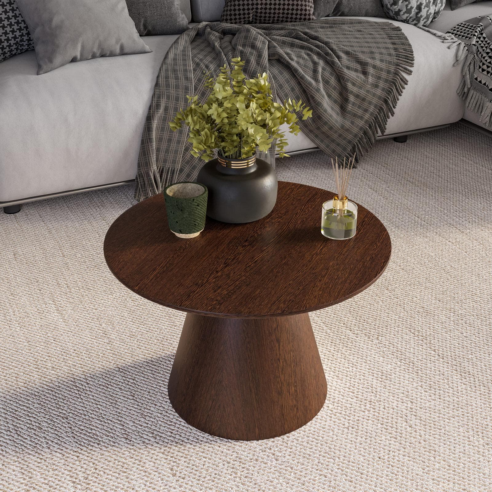 Tavolino rotondo 60 cm in legno noce - Gourmel