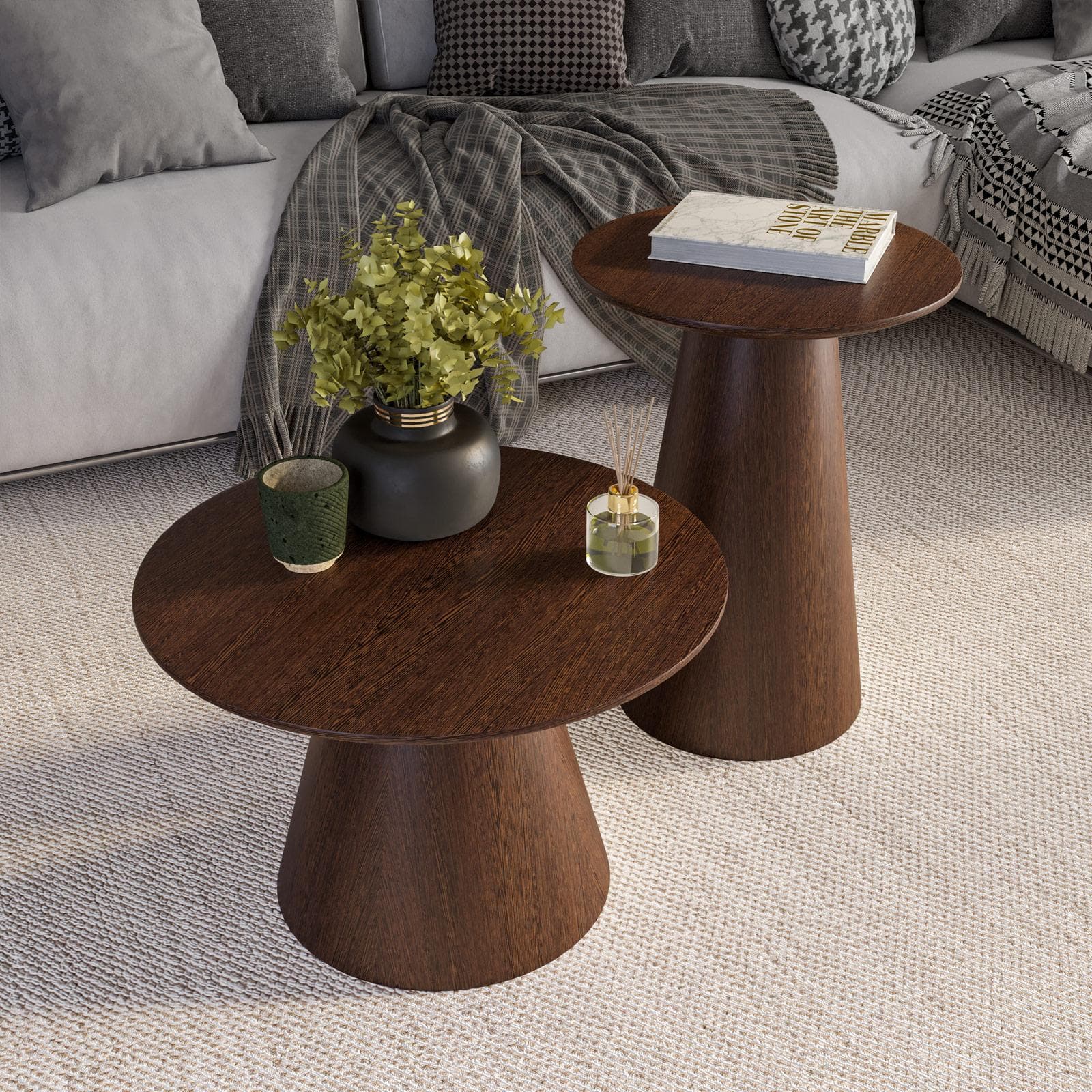 Tavolino rotondo 60 cm in legno noce - Gourmel