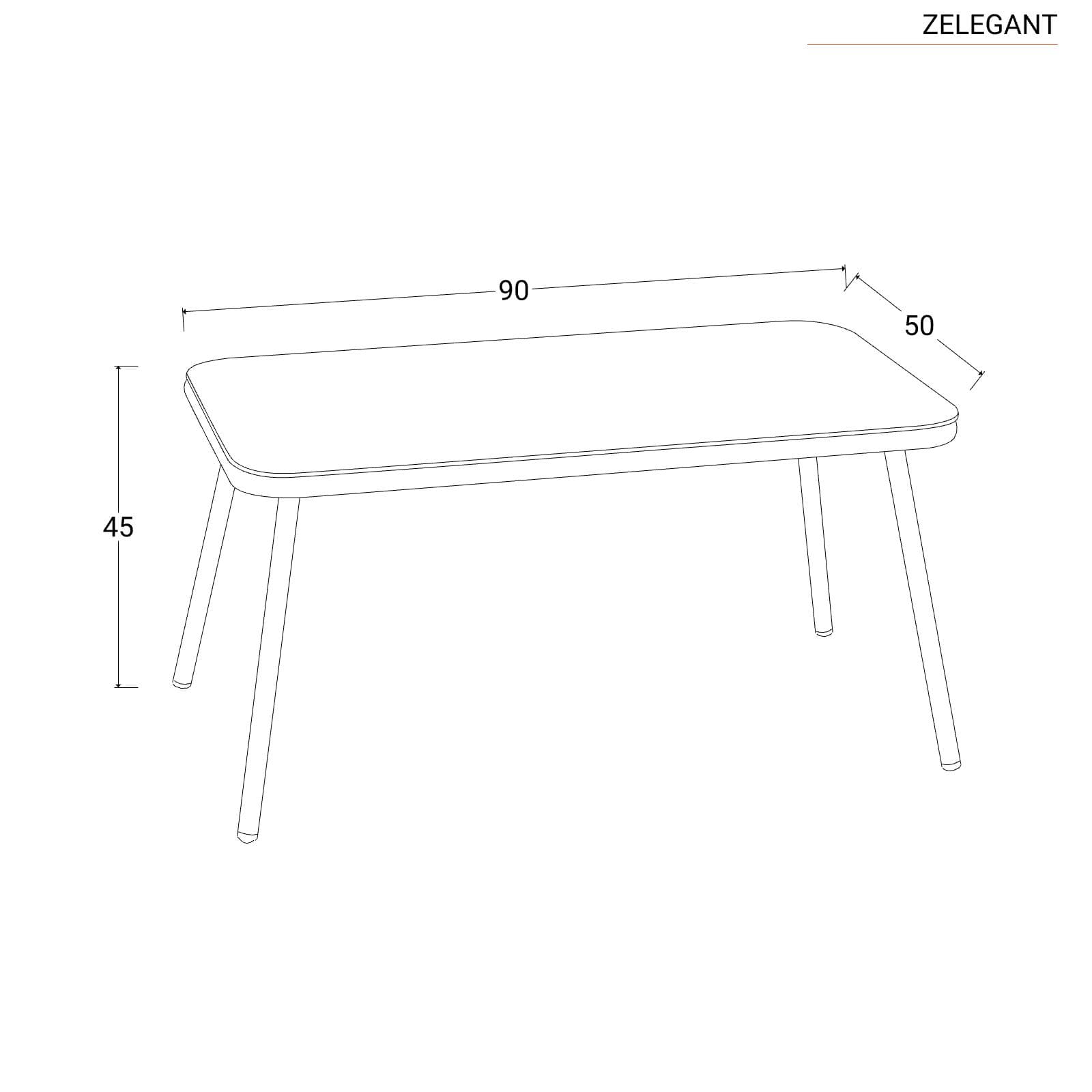 Tavolino in alluminio antracite con piano in vetro temperato 90x50 cm - Zelegant