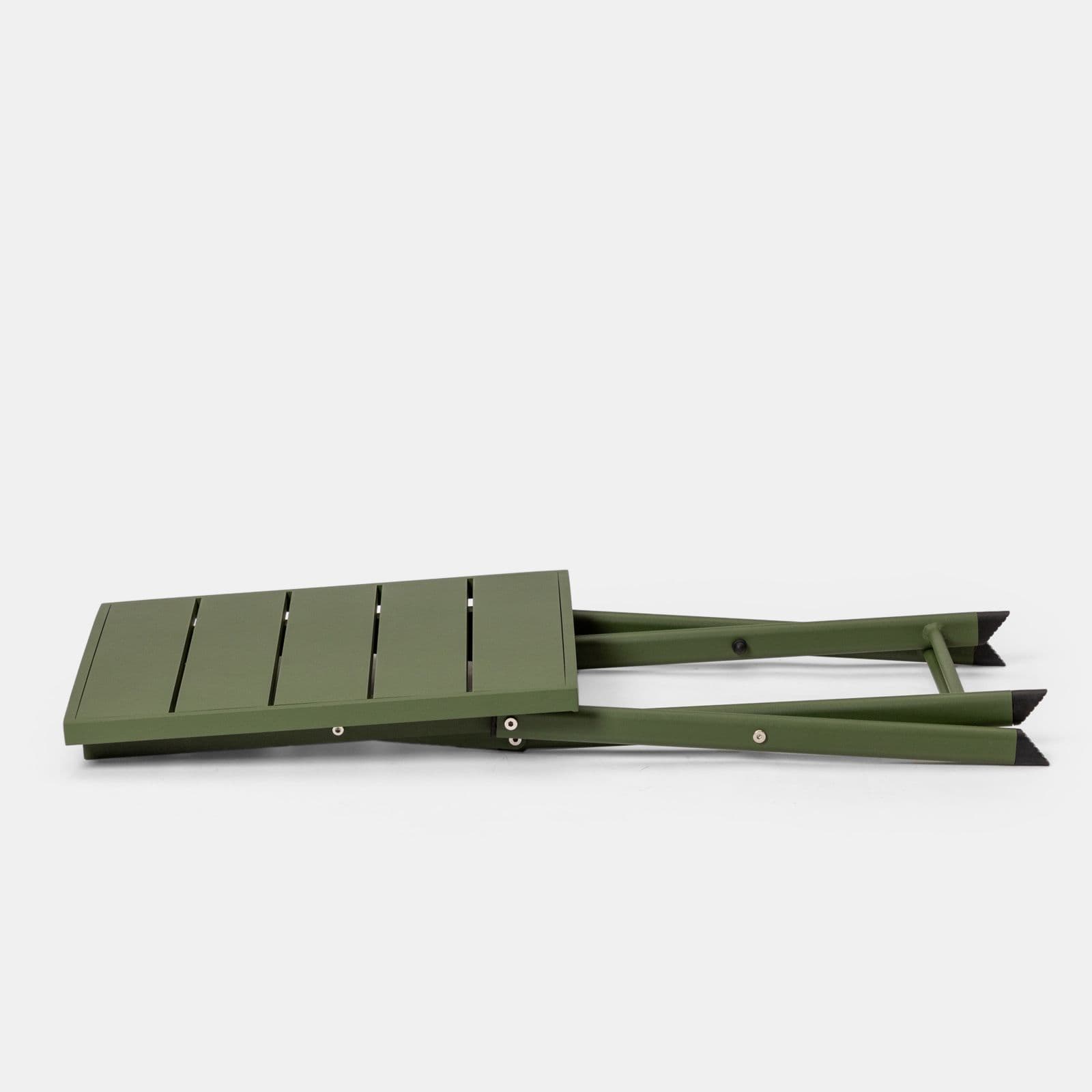 Tavolino da caffè con piano a doghe 44x43 cm in alluminio verde foresta - Jonit