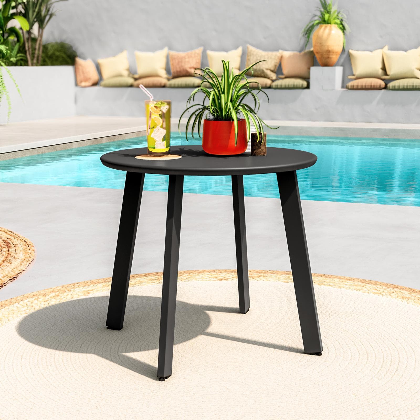 Tavolino da giardino 50x45h cm in acciaio nero - Goblin