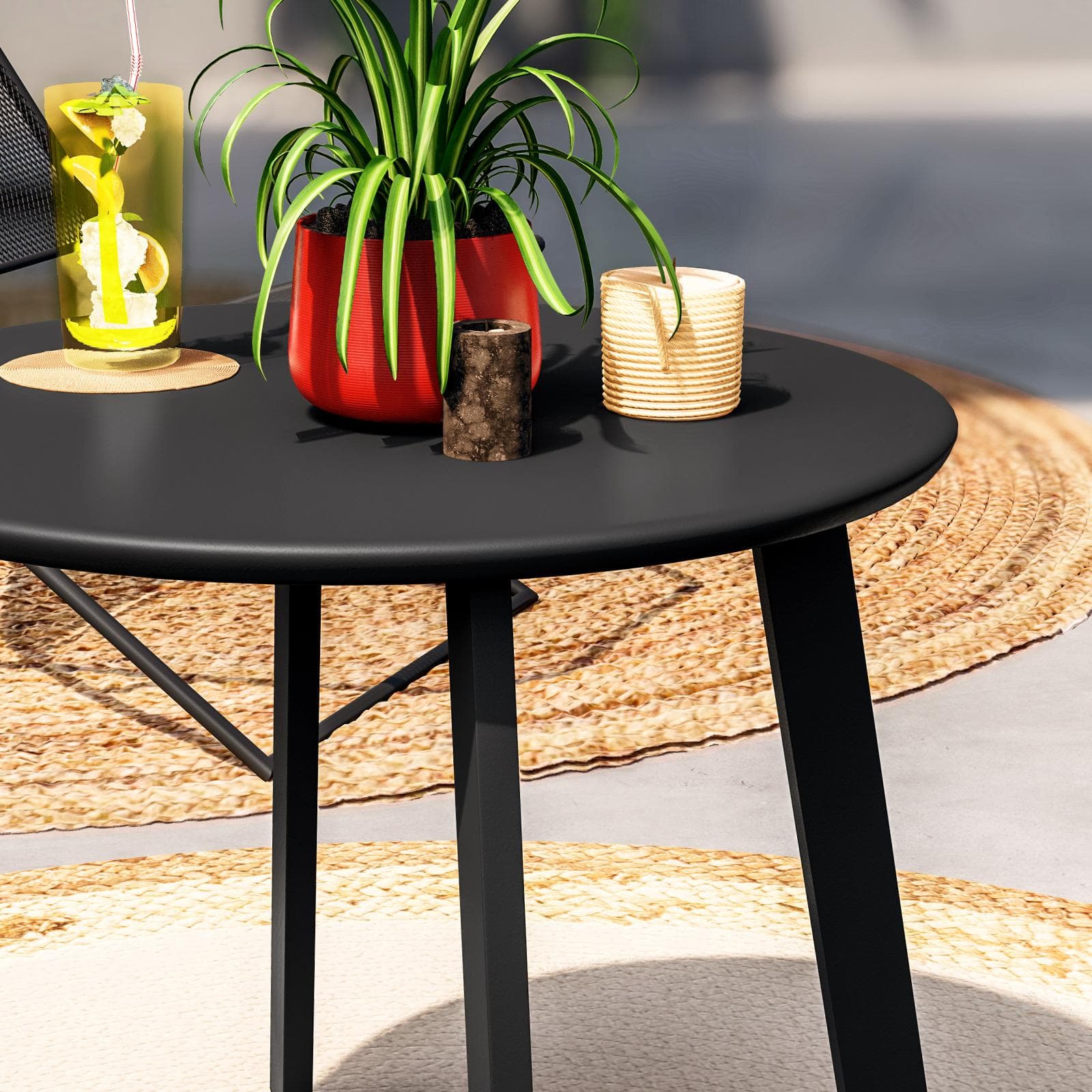 Tavolino da giardino 50x45h cm in acciaio nero - Goblin