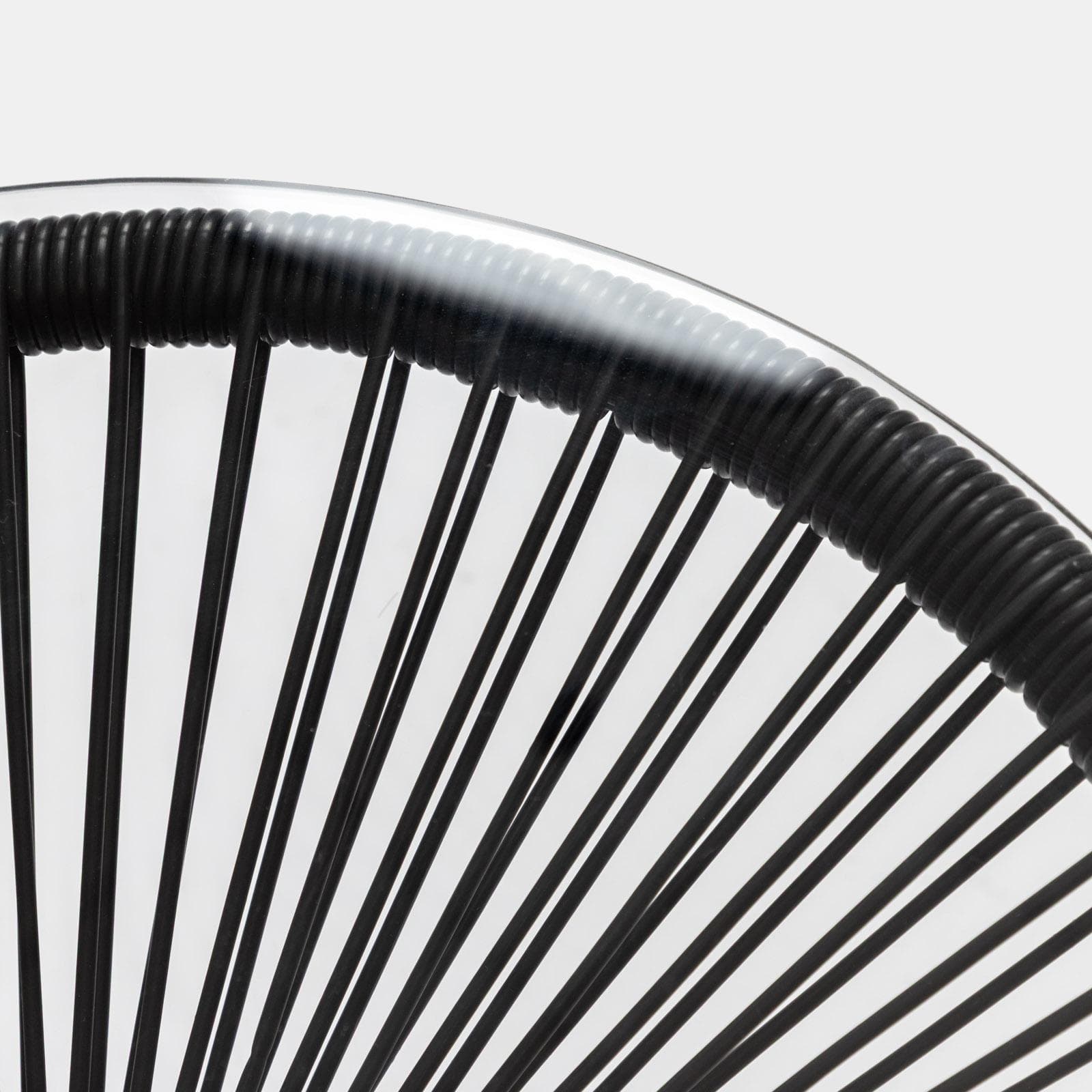 Tavolino da giardino 90x50 cm in corda e metallo nero con top in vetro - Kalimba