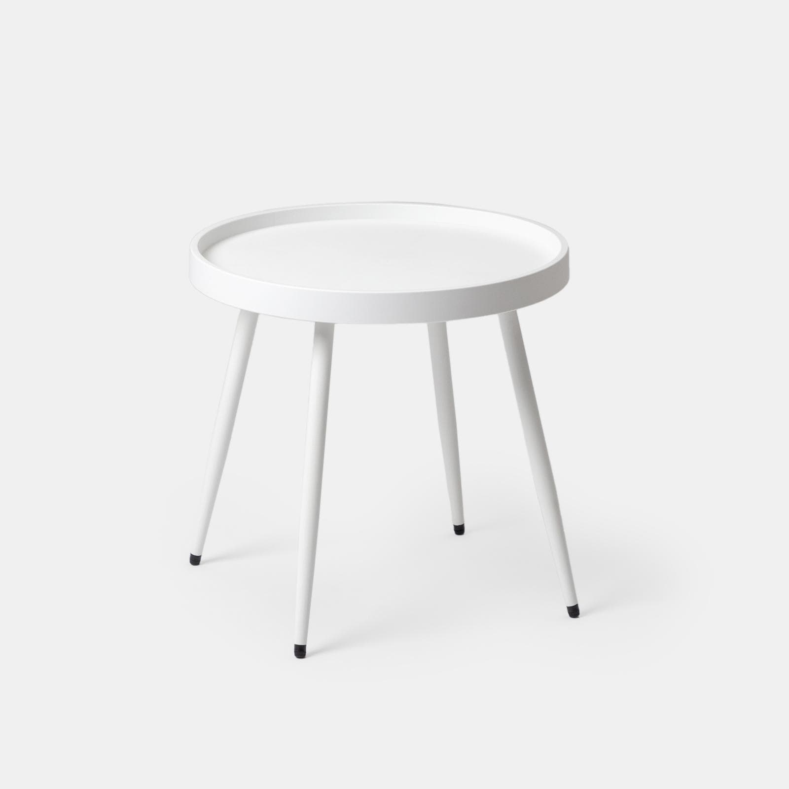Tavolino da giardino rotondo 50 cm gambe in metallo e top in polipropilene bianco - Frisby