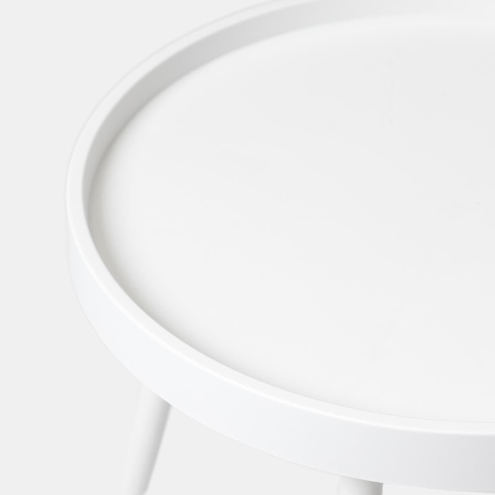 Tavolino da giardino rotondo 50 cm gambe in metallo e top in polipropilene bianco - Frisby