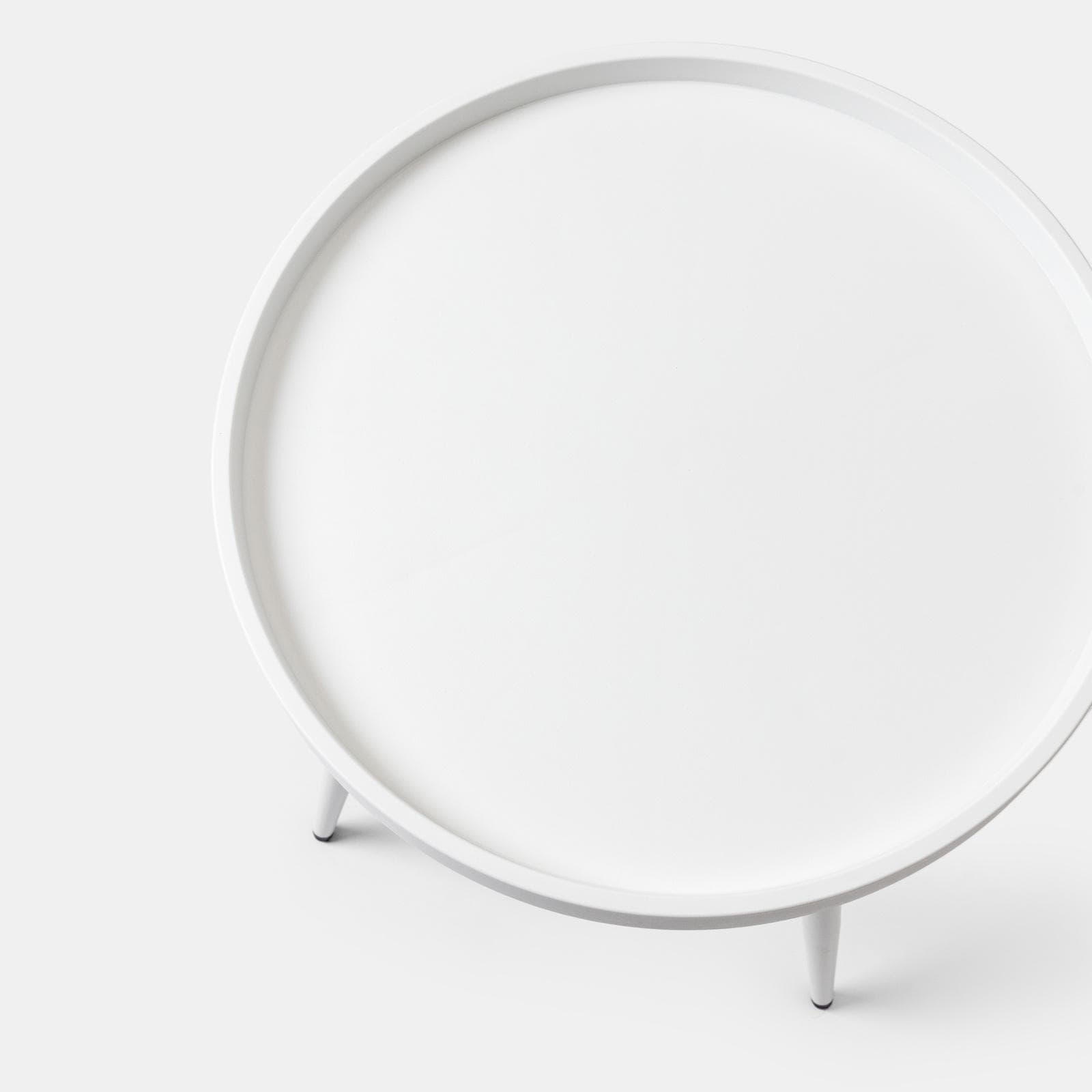 Tavolino da giardino rotondo 50 cm gambe in metallo e top in polipropilene bianco - Frisby