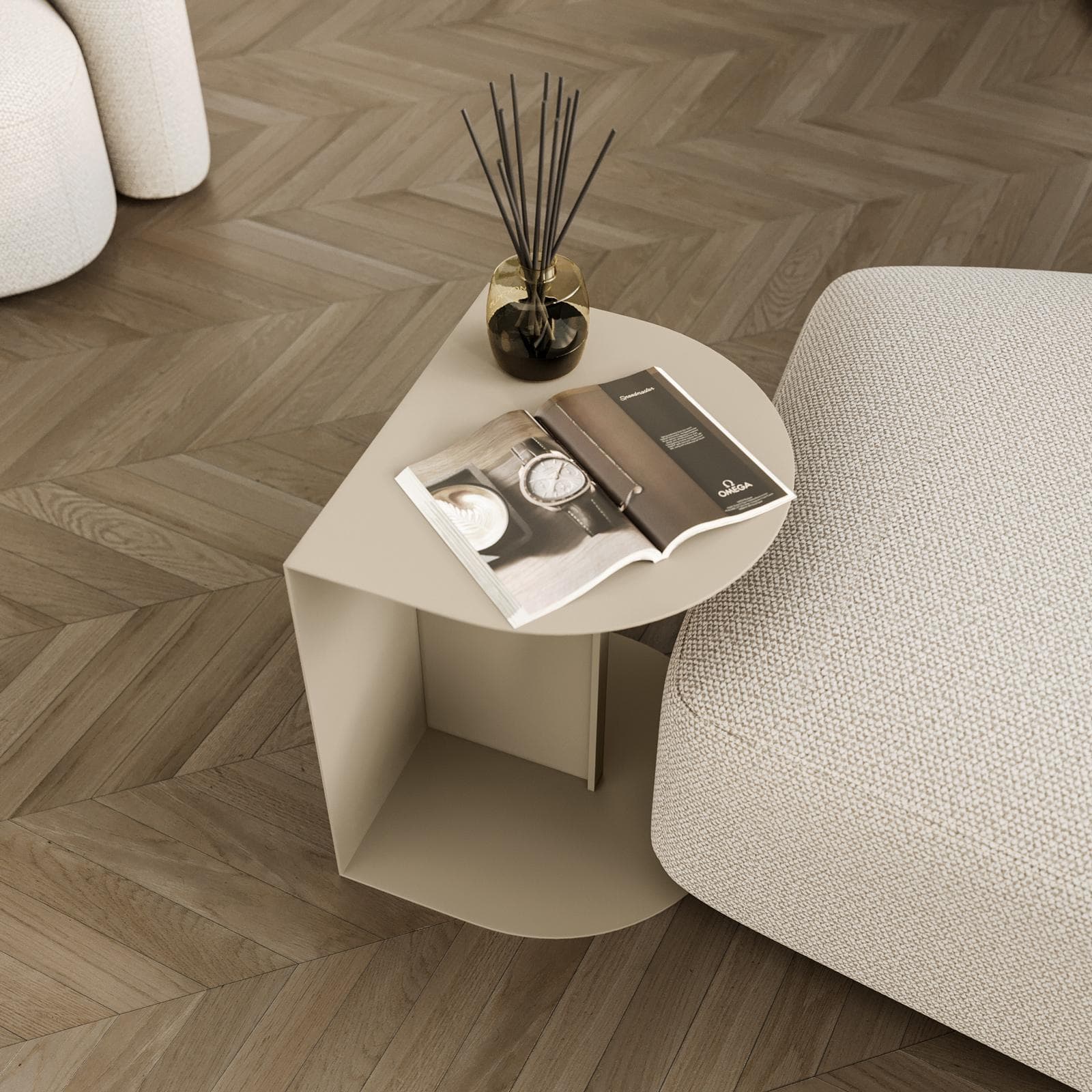 Tavolino da interni 40x35 cm in metallo tortora opaco - Karap