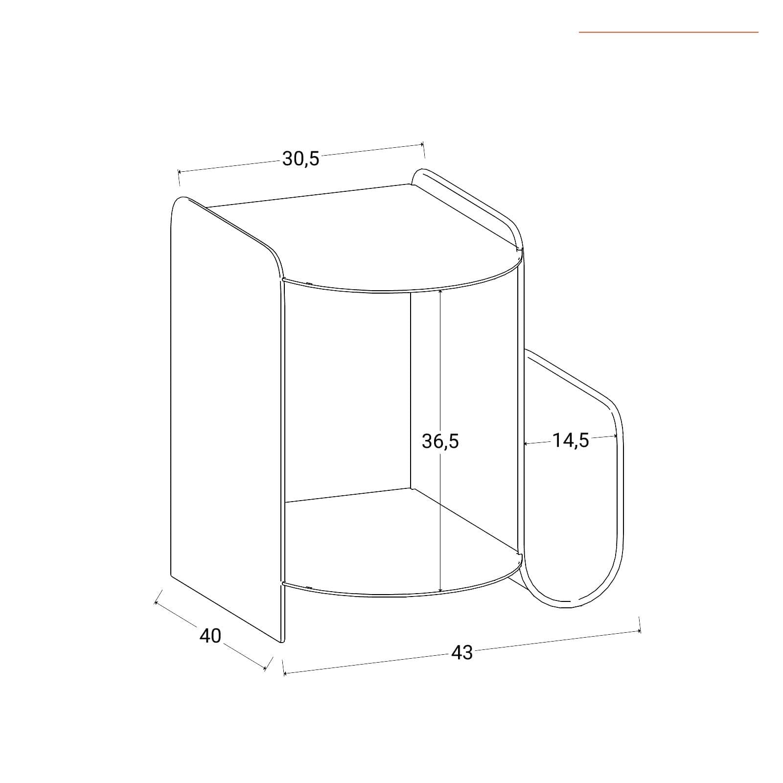 Tavolino da interno 43x46h cm in metallo grigio opaco con base incurvata - Tlimo