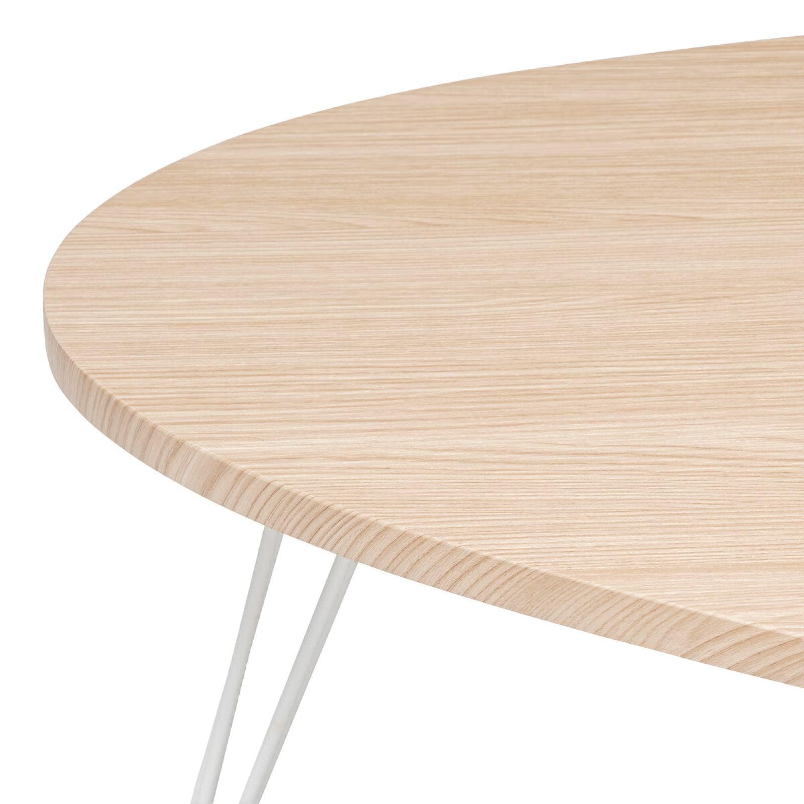 Tavolino grande 112x80 cm in legno chiaro e acciaio bianco - Neville