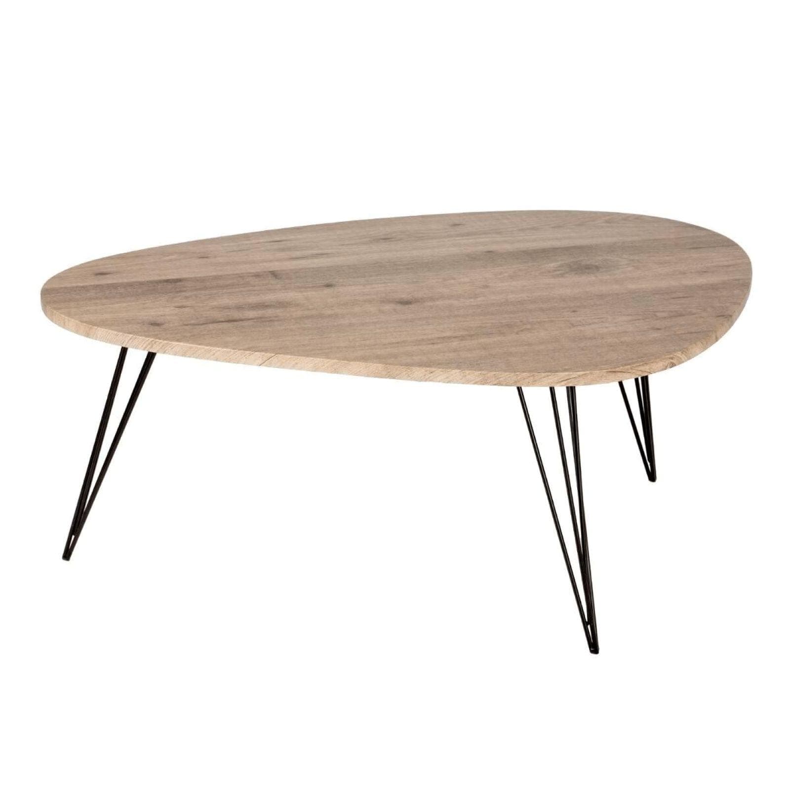 Tavolino grande 112x80 cm in legno scuro e acciaio nero - Neville