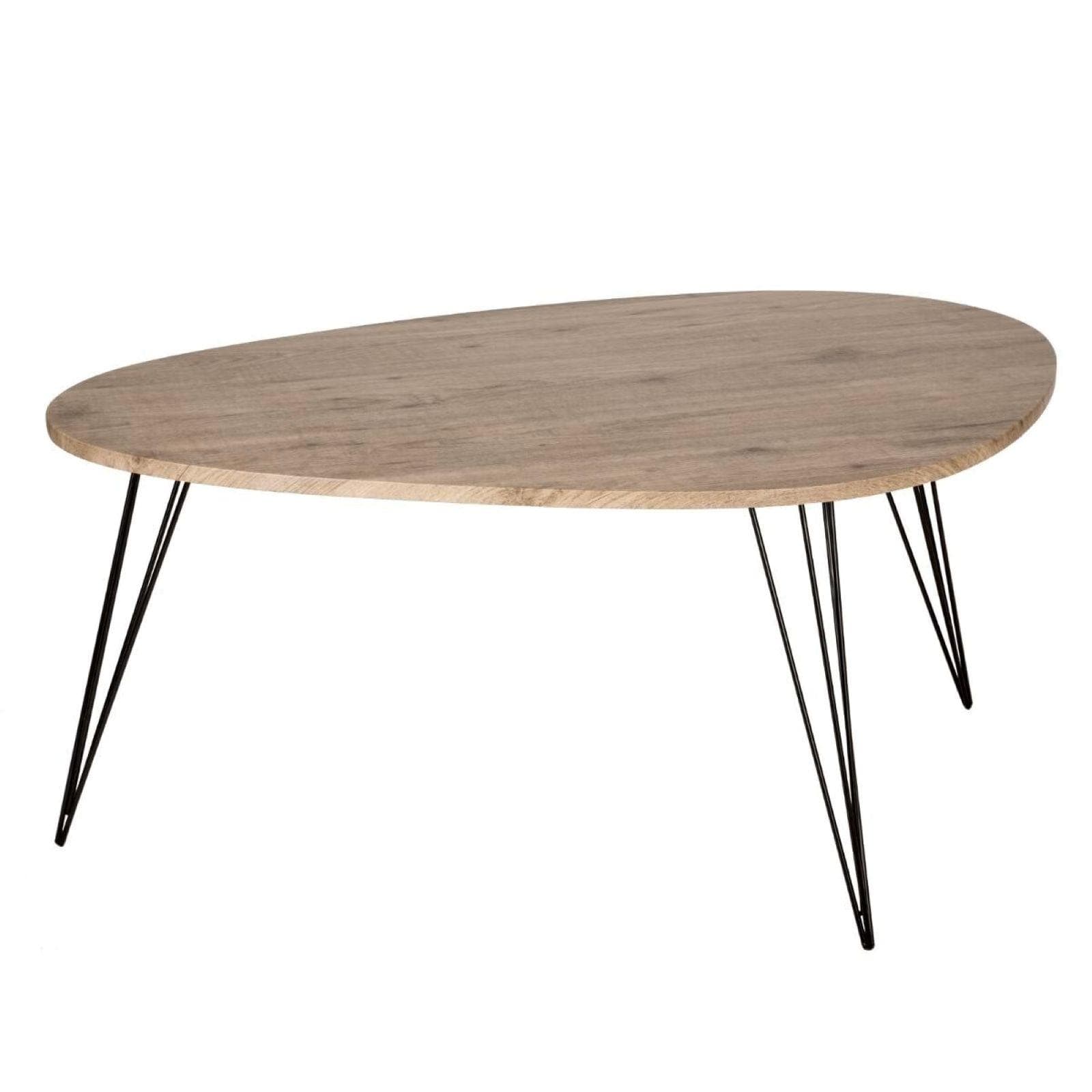 Tavolino medio 97x65 cm in legno scuro e acciaio nero - Neville