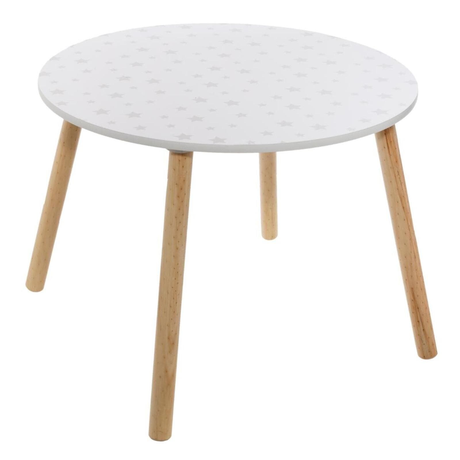 Tavolino rotondo per bambini 60 cm in legno chiaro e piano bianco - Sweety
