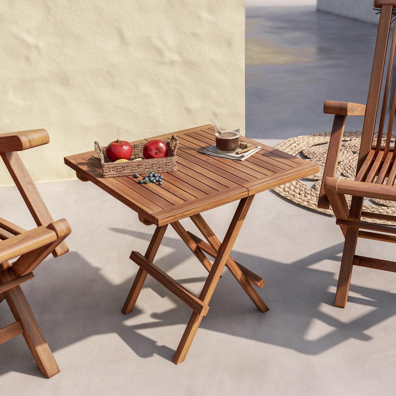 Tavolino pieghevole da giardino 50x50 cm in legno teak - Louis