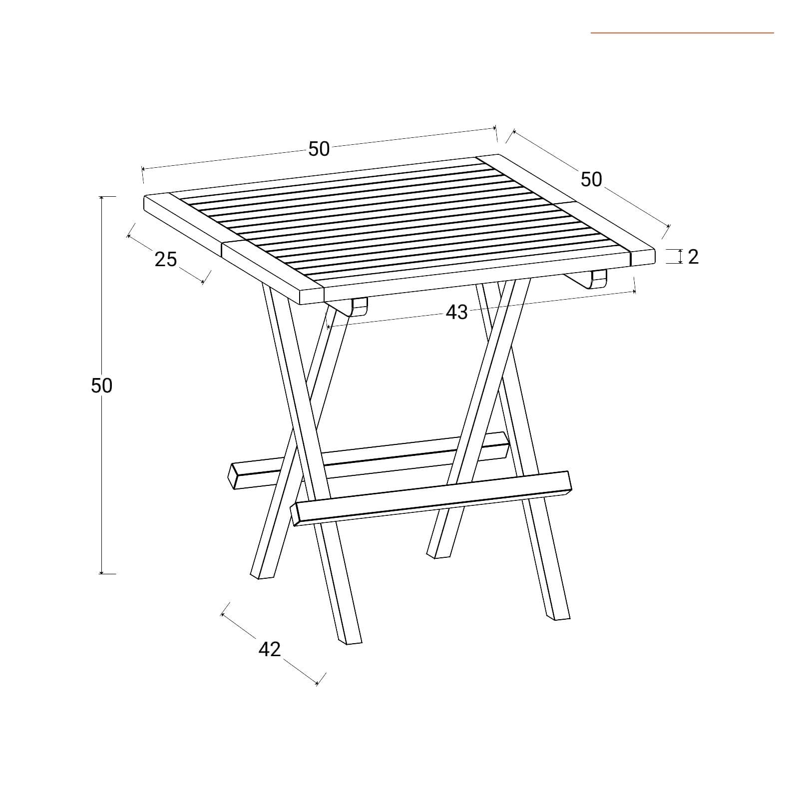 Tavolino pieghevole da giardino 50x50 cm in legno teak - Louis