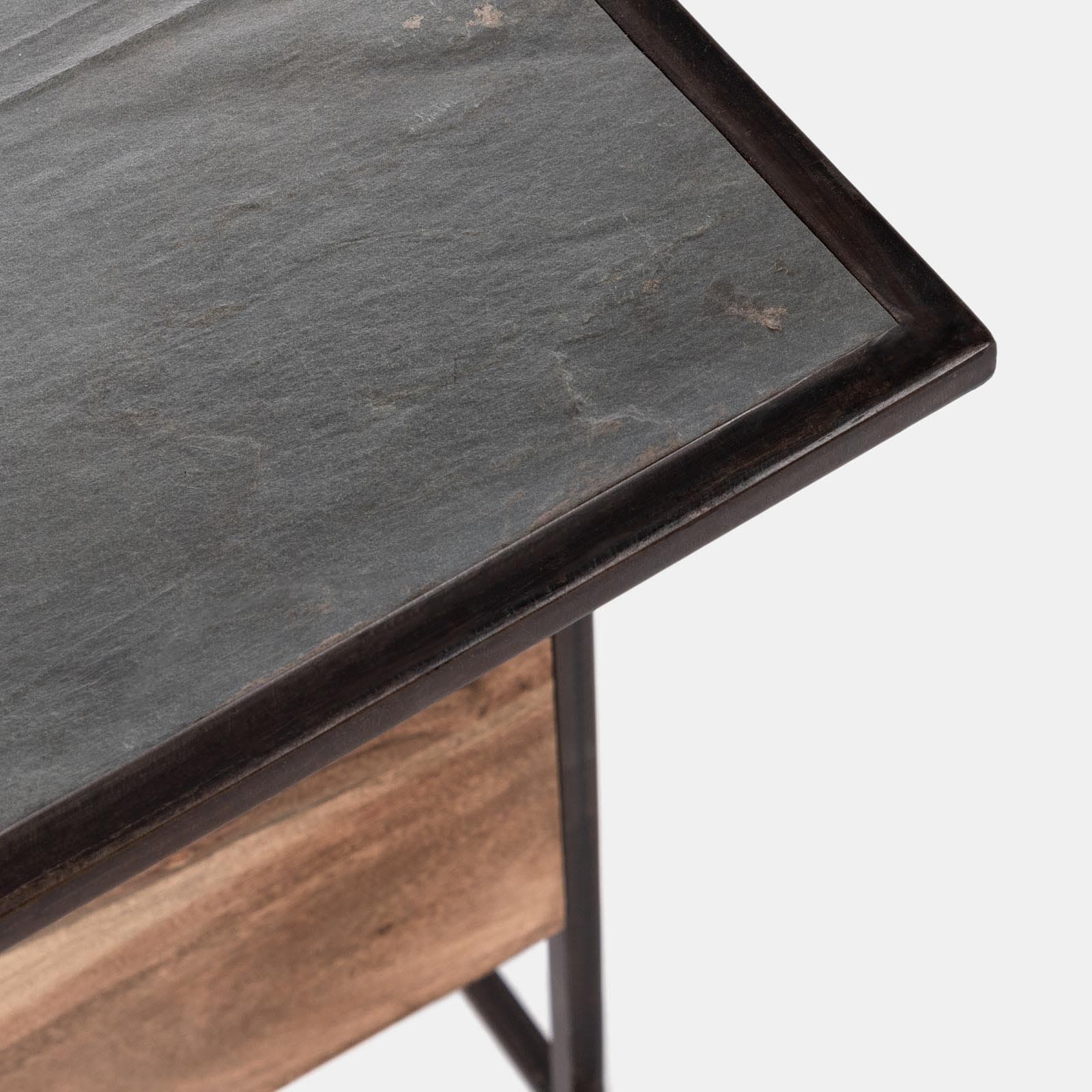 Tavolino portariviste 45x40 cm in legno di acacia e metallo - Freia Acacia