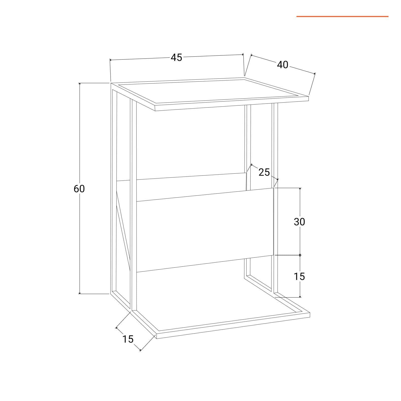 Tavolino portariviste 45x40 cm in legno di acacia e metallo - Freia Acacia