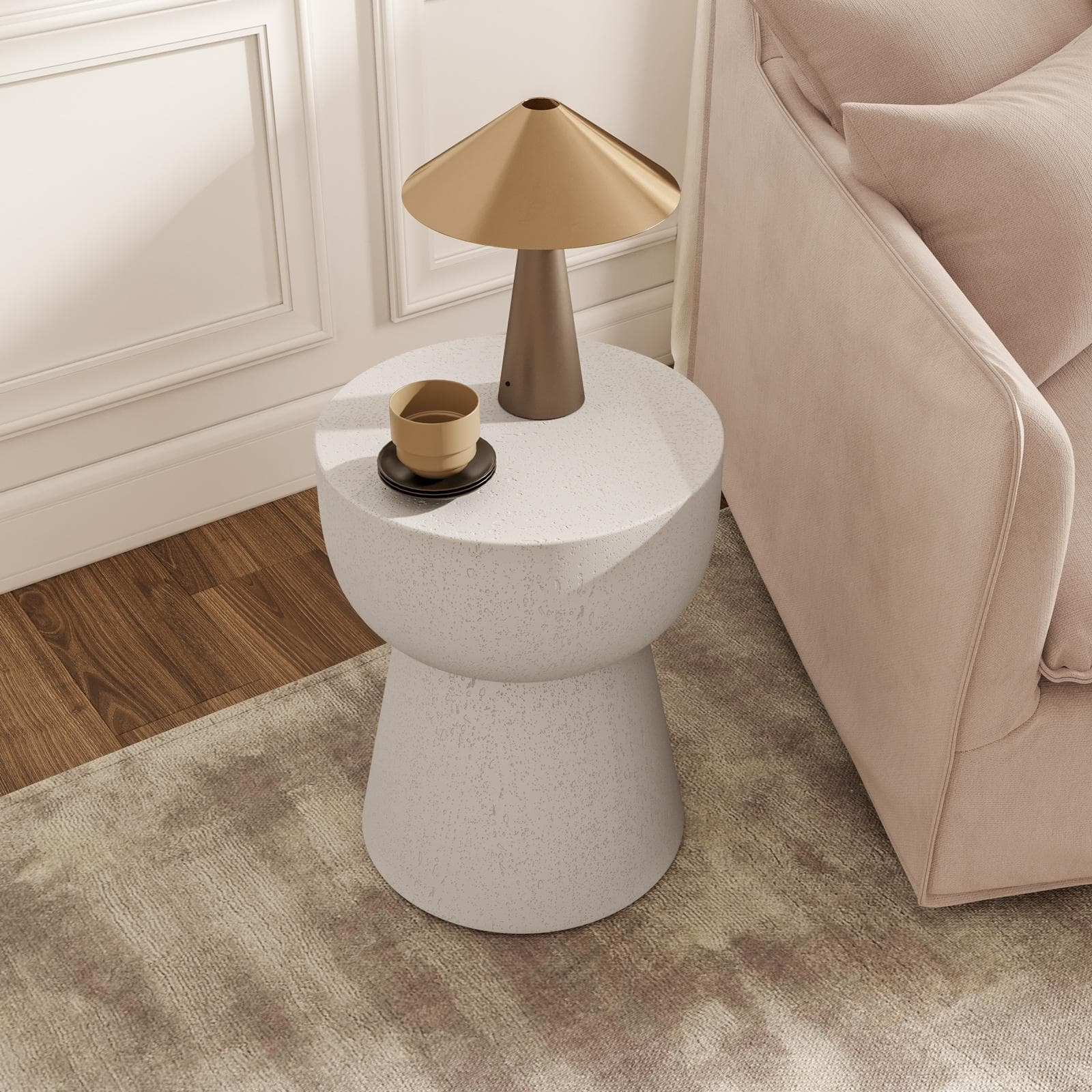 Tavolino rotondo 40 cm crema in ossido di magnesio - Mypo