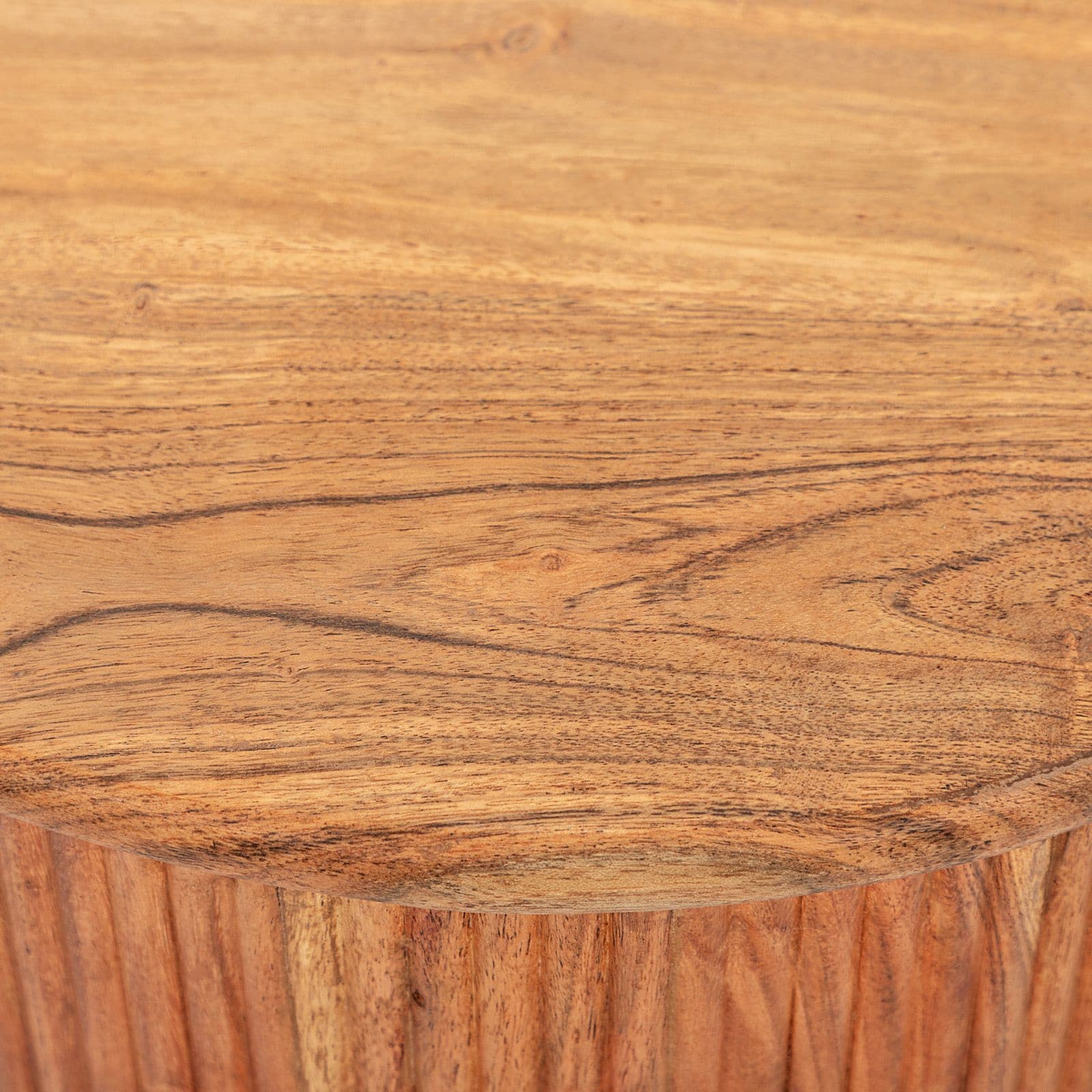 Tavolino rotondo 40 cm in legno di acacia cannettato - Freia Stone