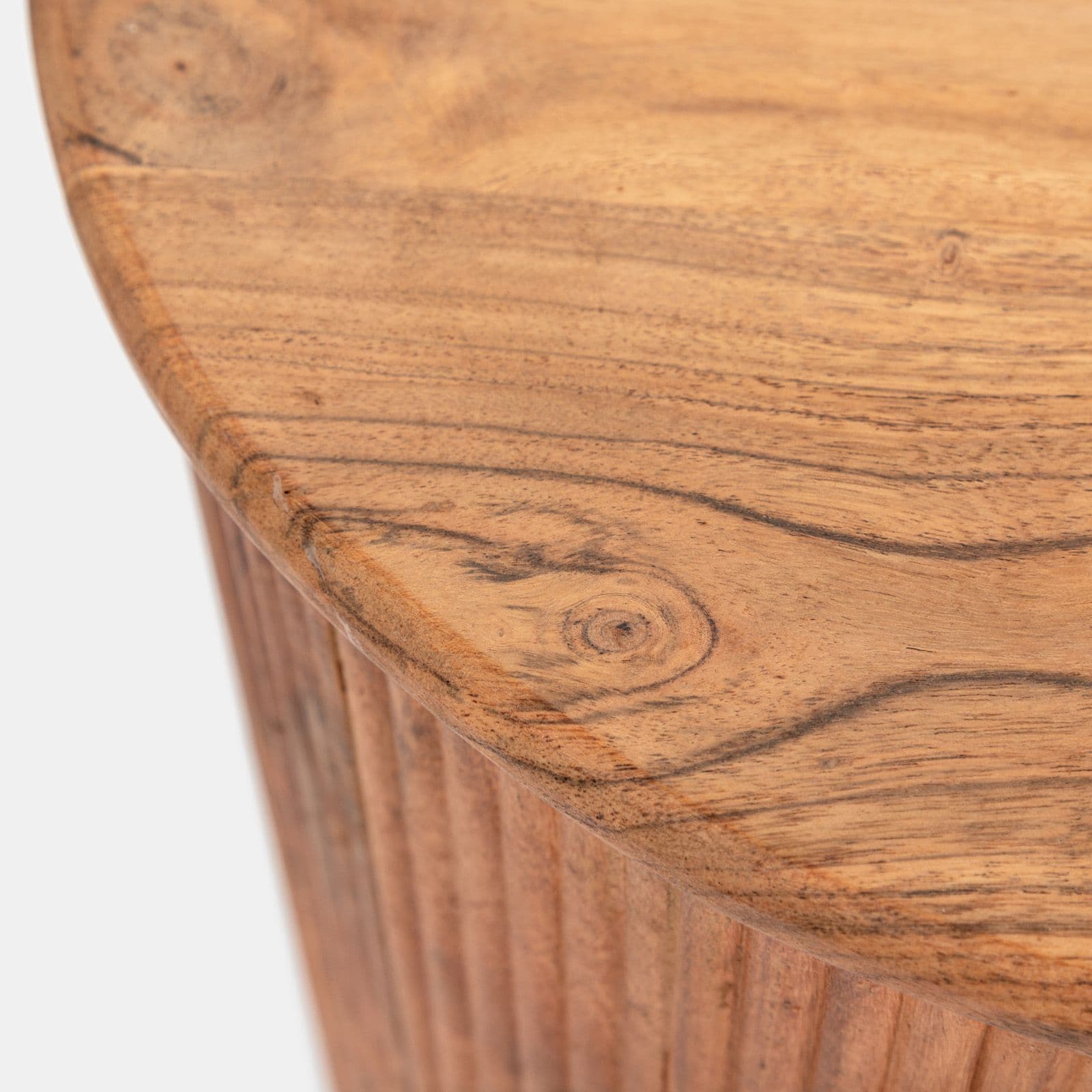 Tavolino rotondo 40 cm in legno di acacia cannettato - Freia Stone