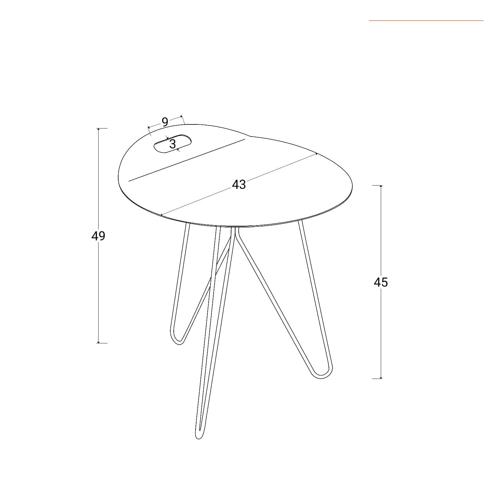 Tavolino rotondo 43x49h cm in metallo tortora opaco - Gideon