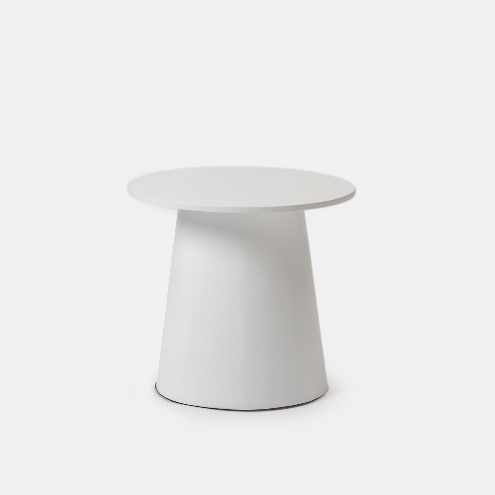 Tavolino rotondo 44 cm in legno bianco con base conica - Tecri