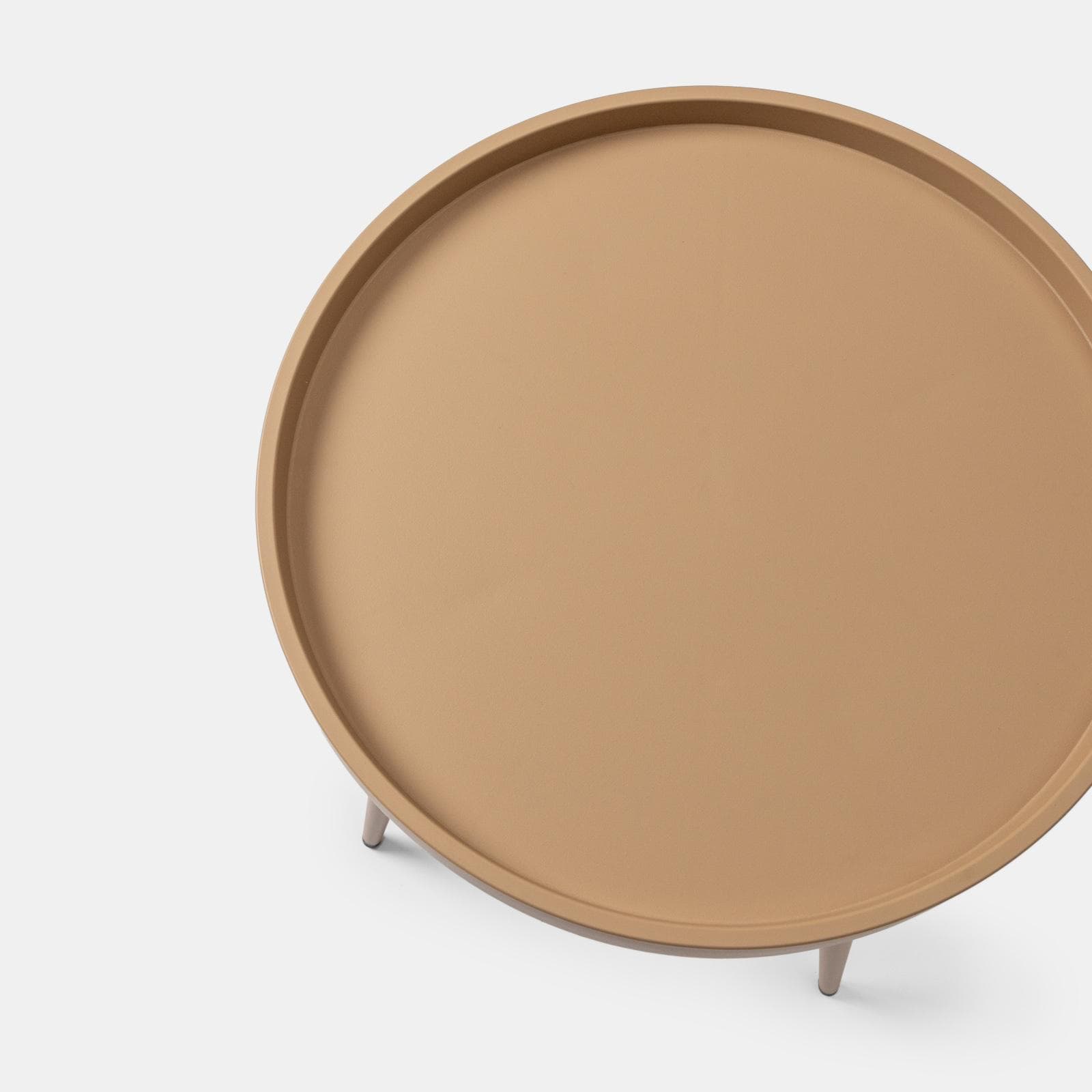 Tavolino rotondo 50 cm con top in polipropilene e gambe in metallo cappuccino - Frisby