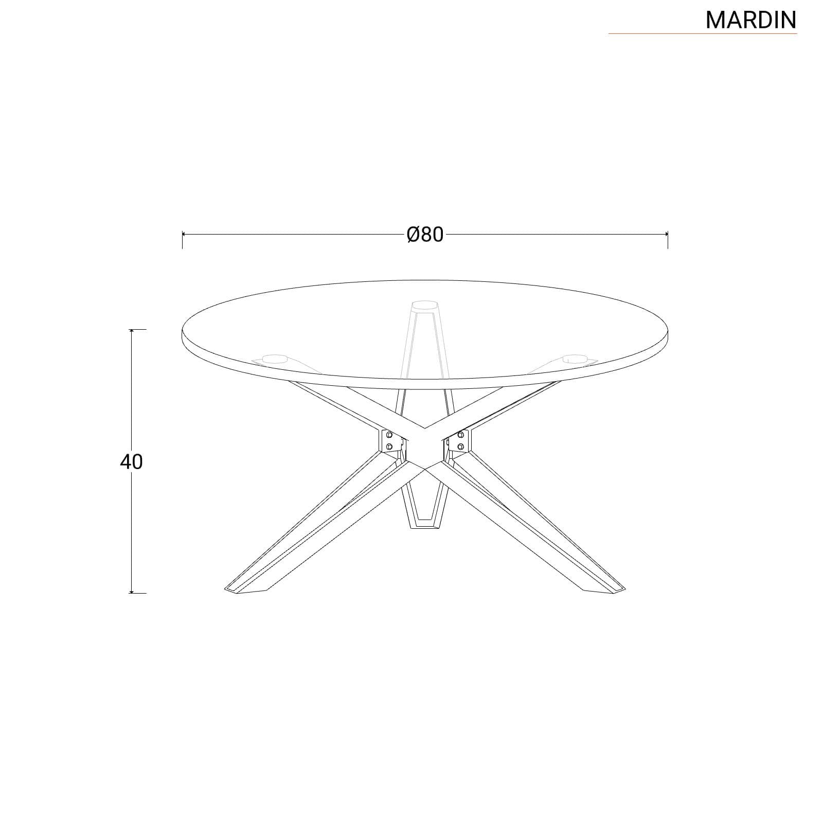 Tavolino rotondo 80 cm in vetro temperato e gambe in acciaio finitura oro - Mardin