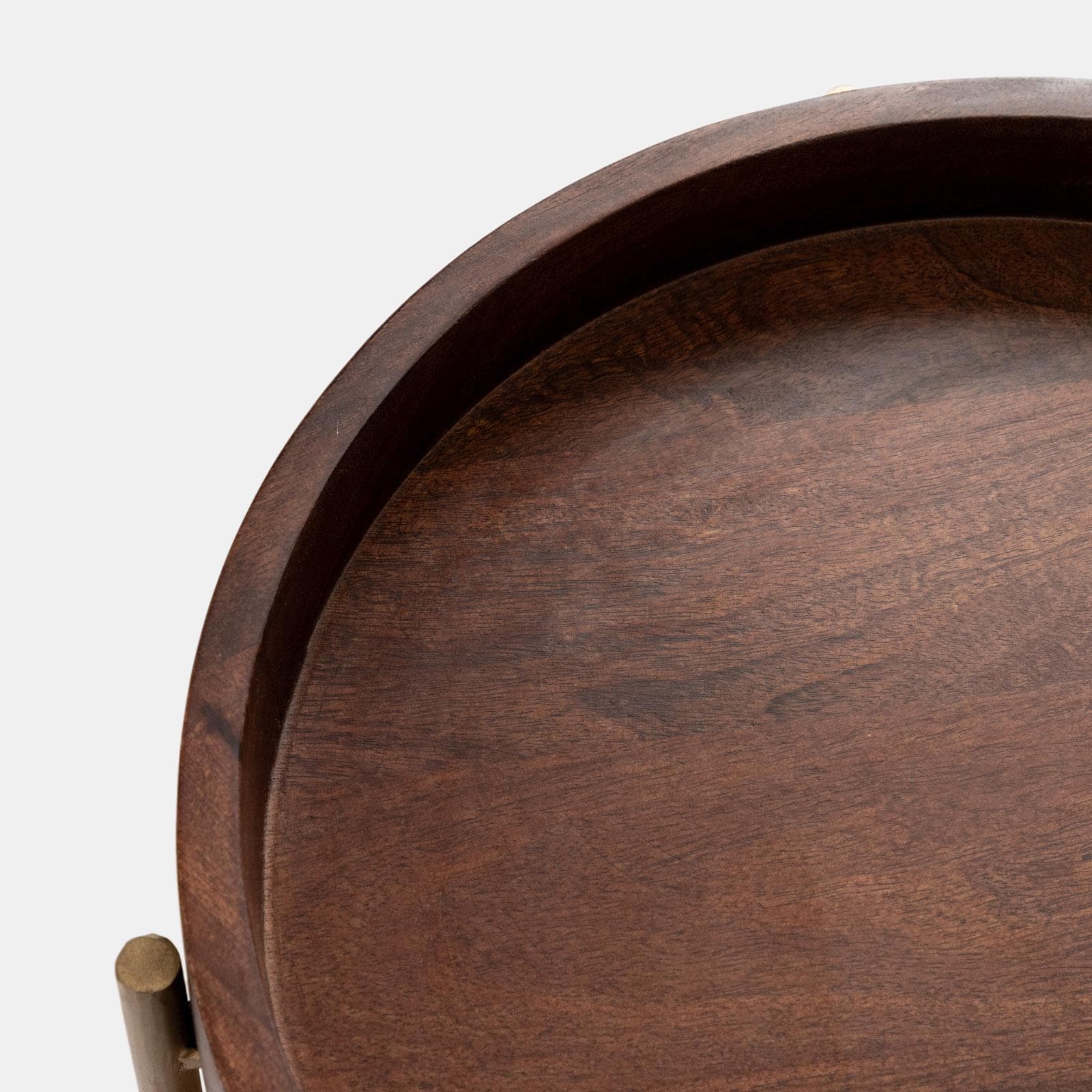 Tavolino rotondo 70 cm in legno di mango effetto noce e metallo - Redondo