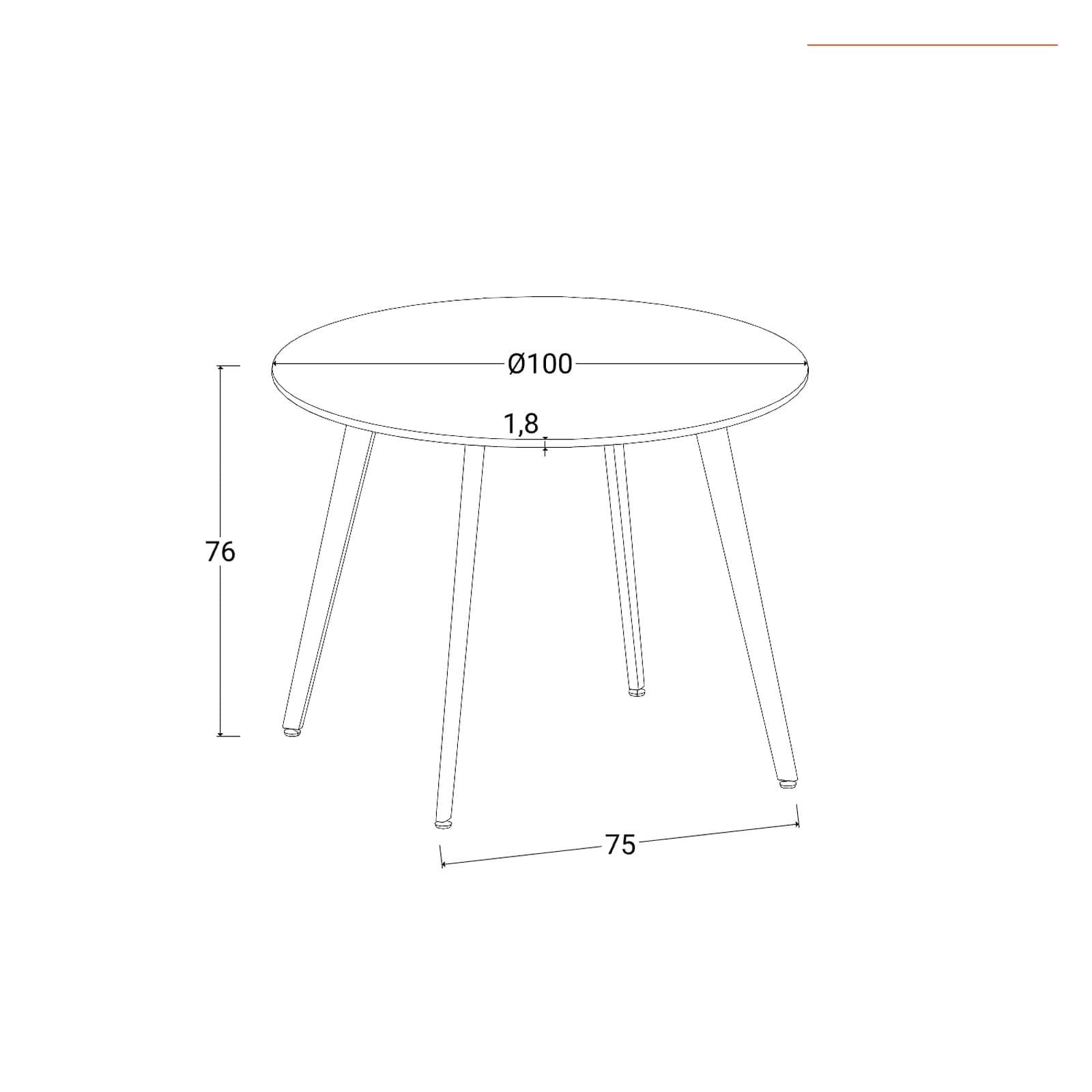 Tavolo 100 cm con top bianco opaco e gambe in legno di faggio - Alborg