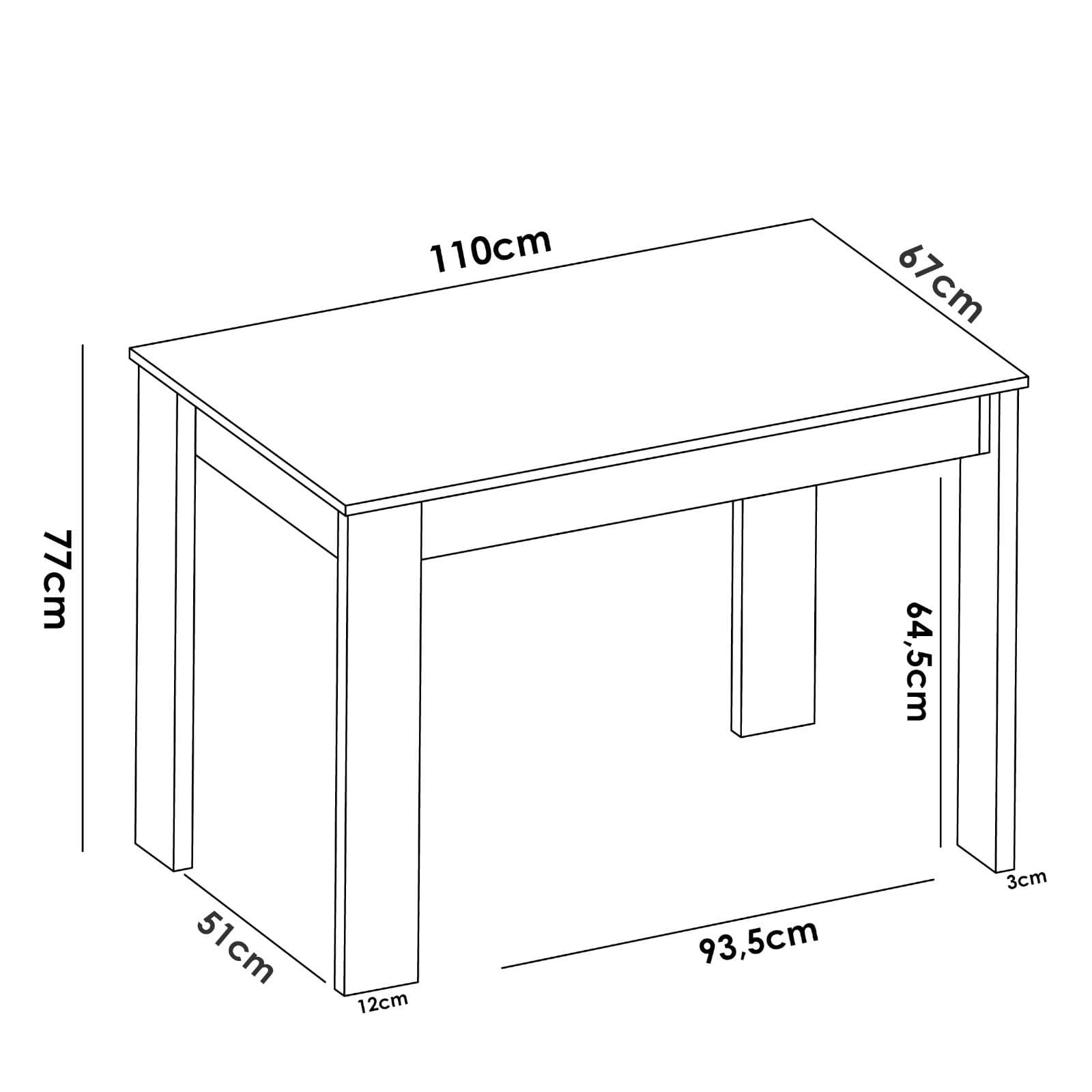 Tavolo 110x67 cm in legno bianco - Mixal