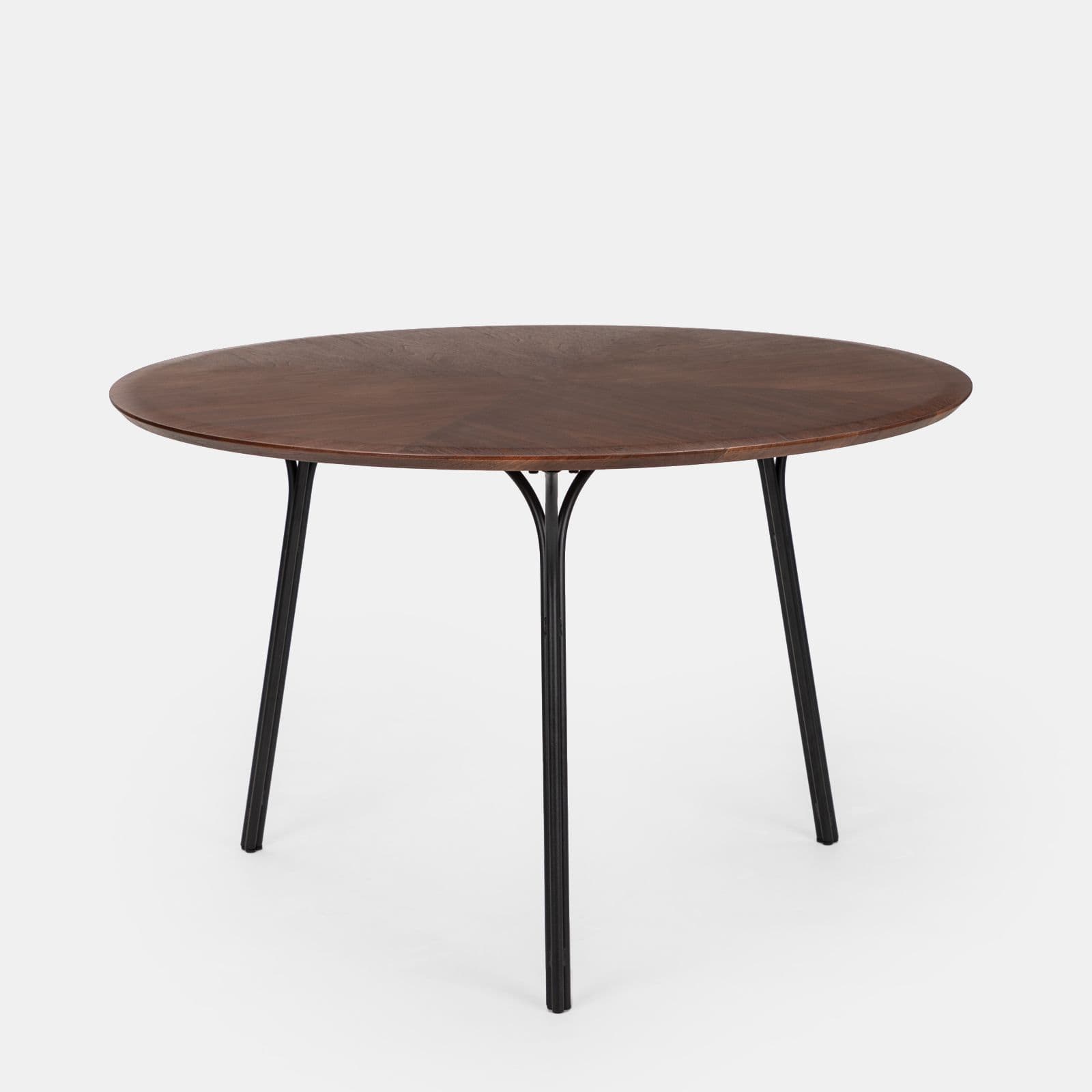 Tavolo da pranzo rotondo 120 cm effetto rovere e gambe in metallo nero - Trico