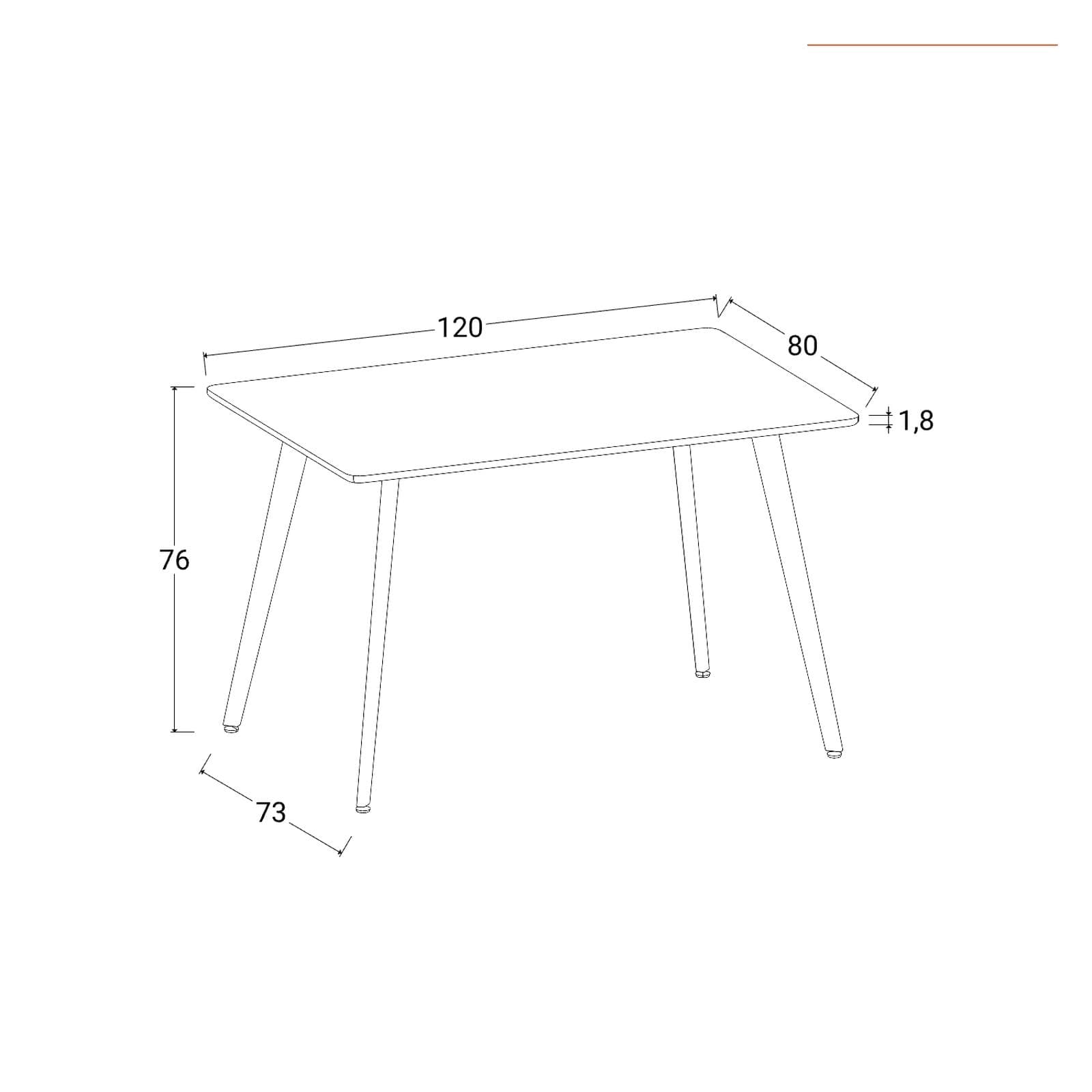Tavolo 120x80 cm con top bianco opaco e gambe in legno di faggio - Alborg