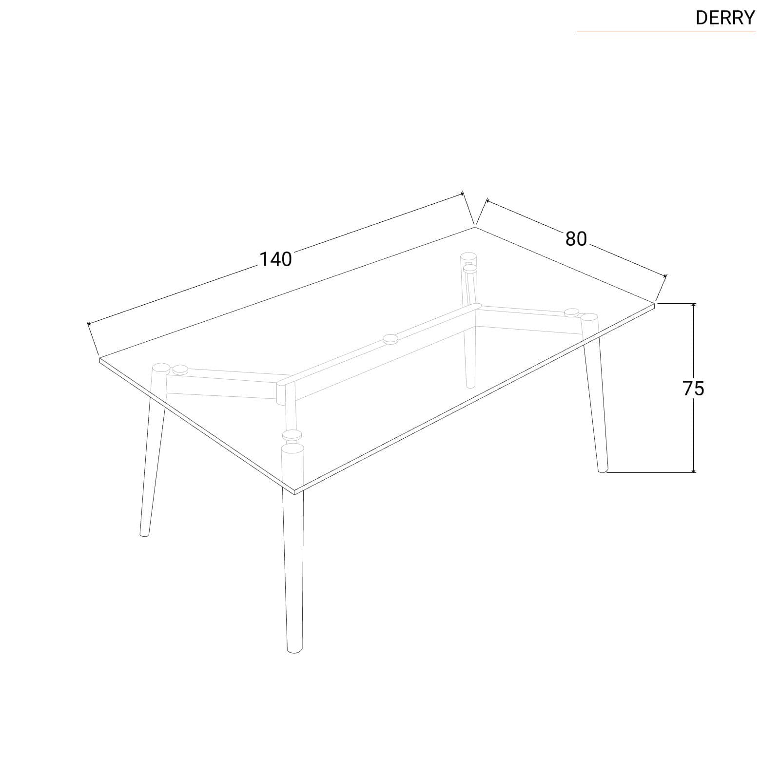Tavolo 140x80 cm in vetro con gambe in legno bianco - Derry