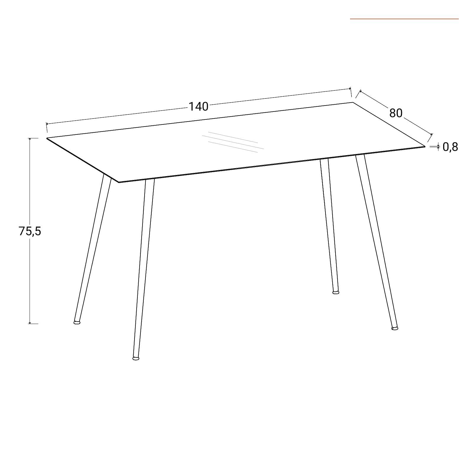 Tavolo 140x80 cm in vetro trasparente con gambe in legno rovere chiaro - Derry
